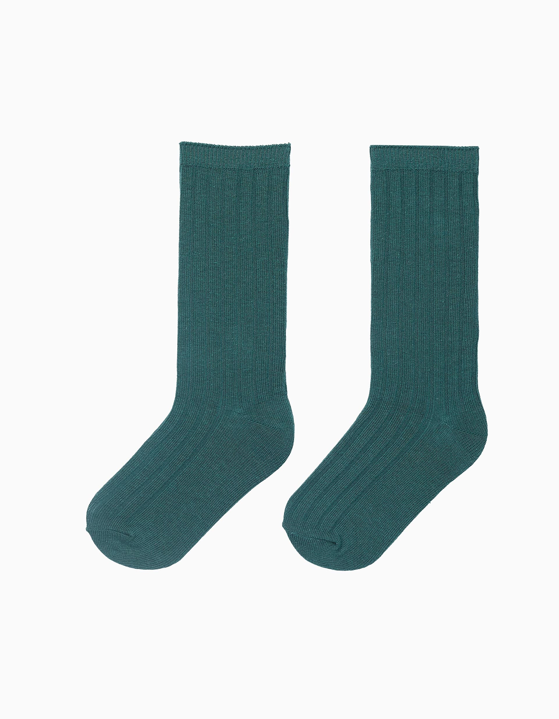 Chaussettes Hautes Côtelées pour Garçon, Vert