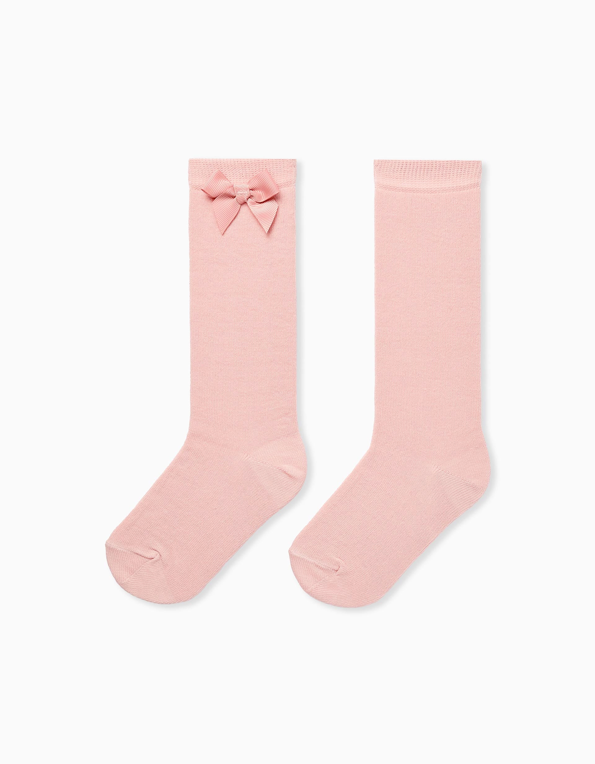 Calcetines Altos con Lazo para Niña, Rosa