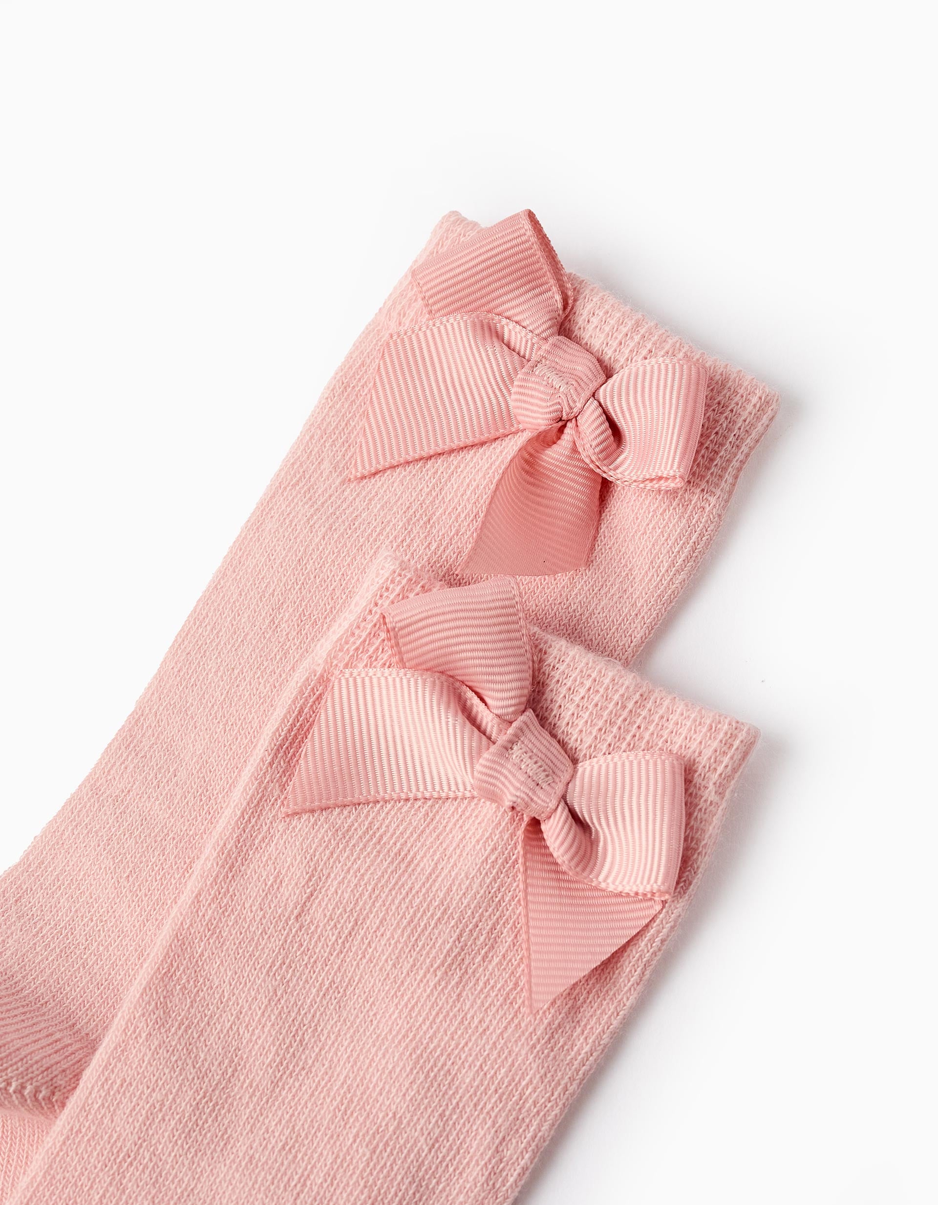 Chaussettes Hautes avec Nœud pour Bébé Fille, Rose