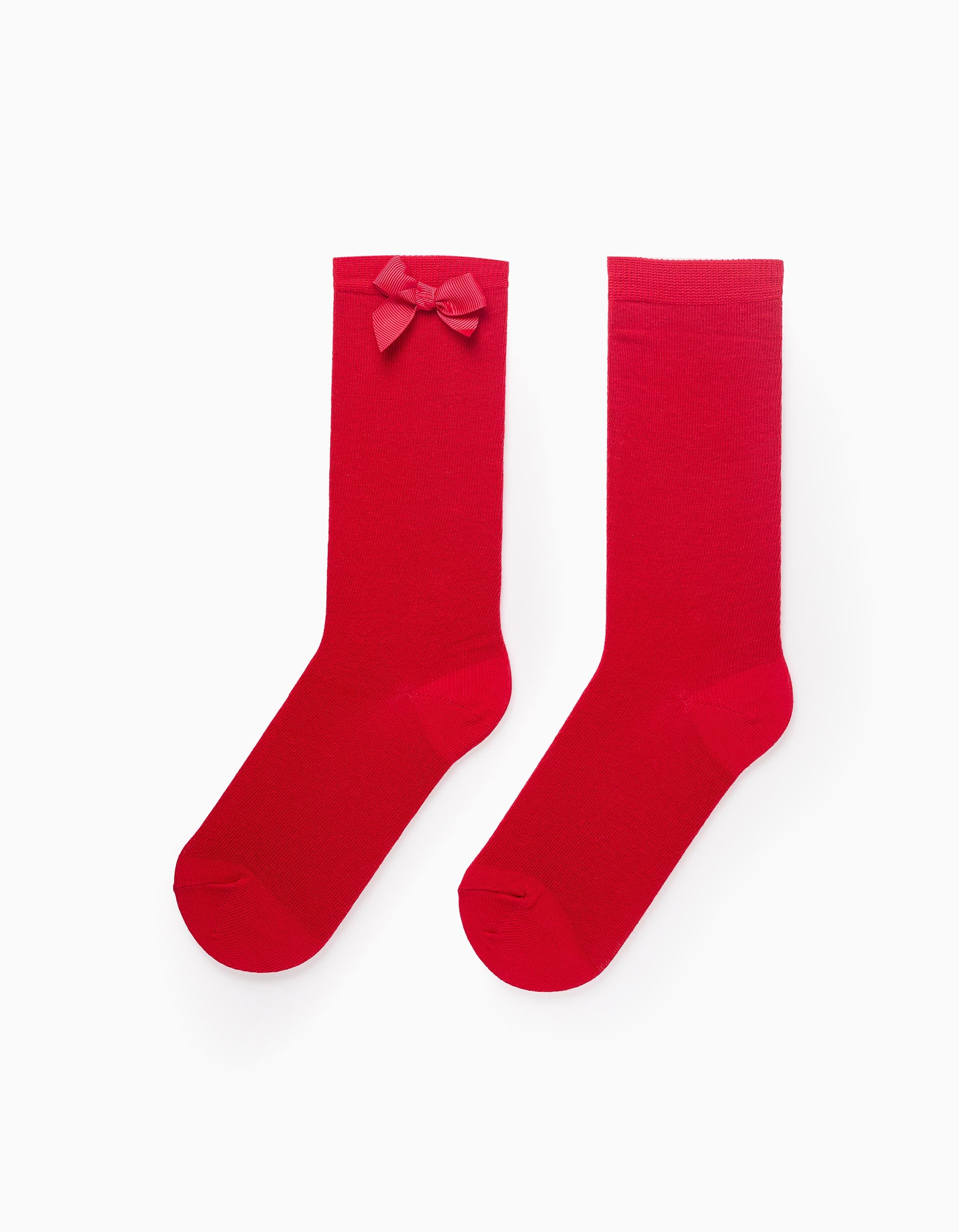 High Socks with Bow for Girls, Red