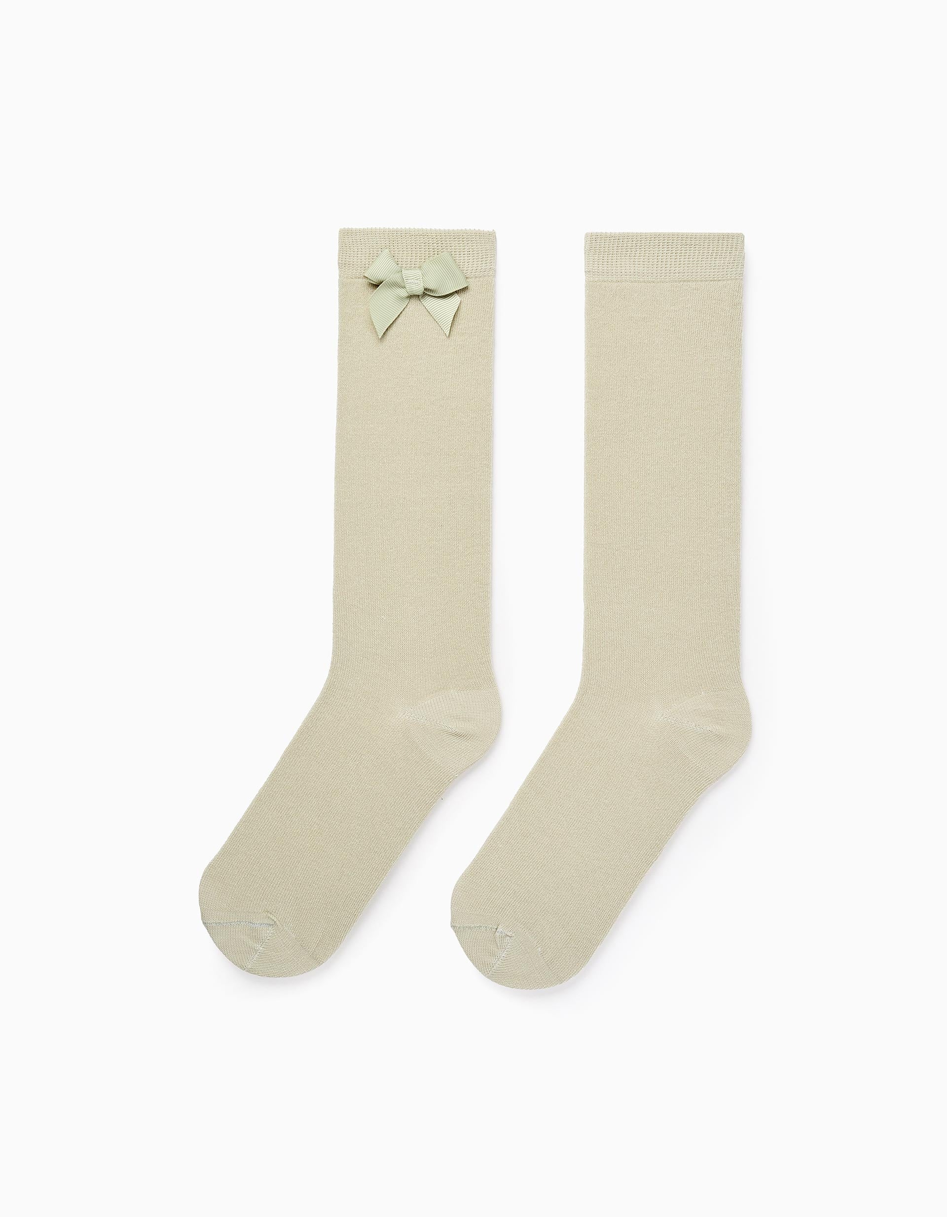 High Socks with Bow for Girls, Green