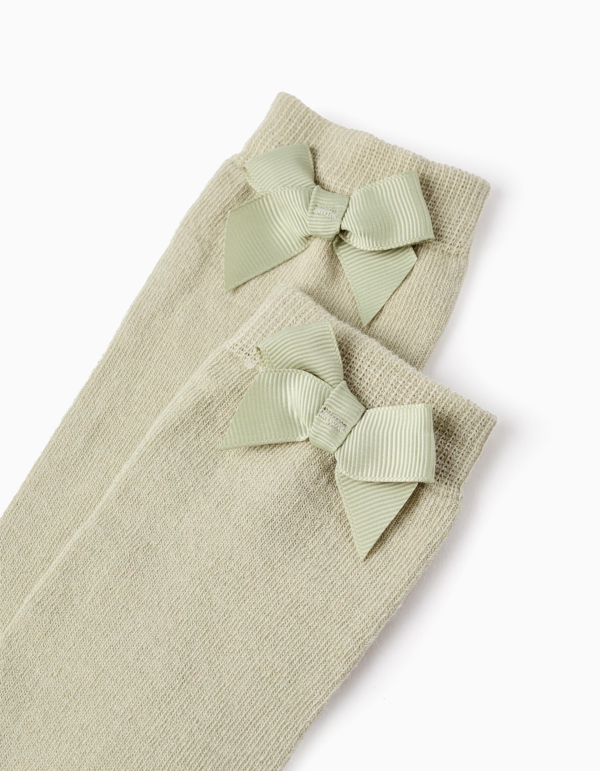 High Socks with Bow for Girls, Green