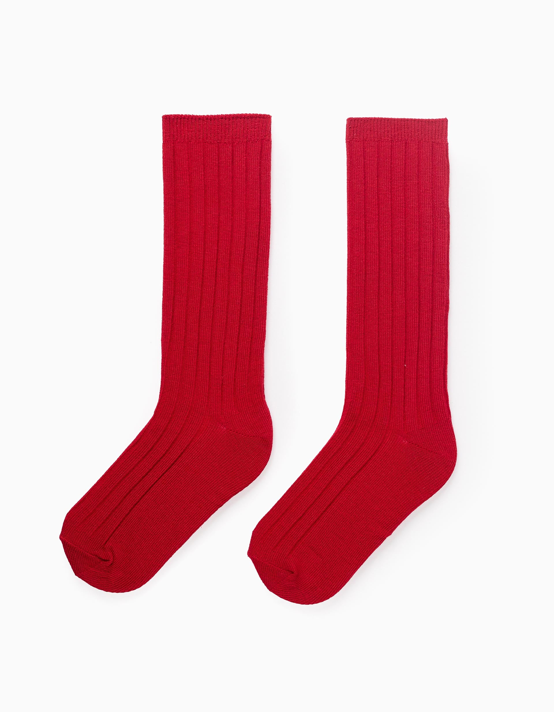 Calcetines Altos Acanalados para Niño, Rojo