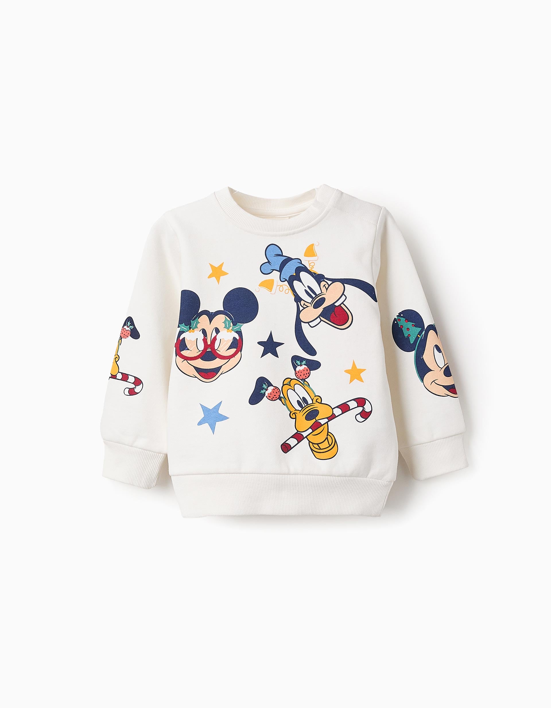 Sweat en Coton pour Bébé Garçon 'X-Mas Mickey', Blanc