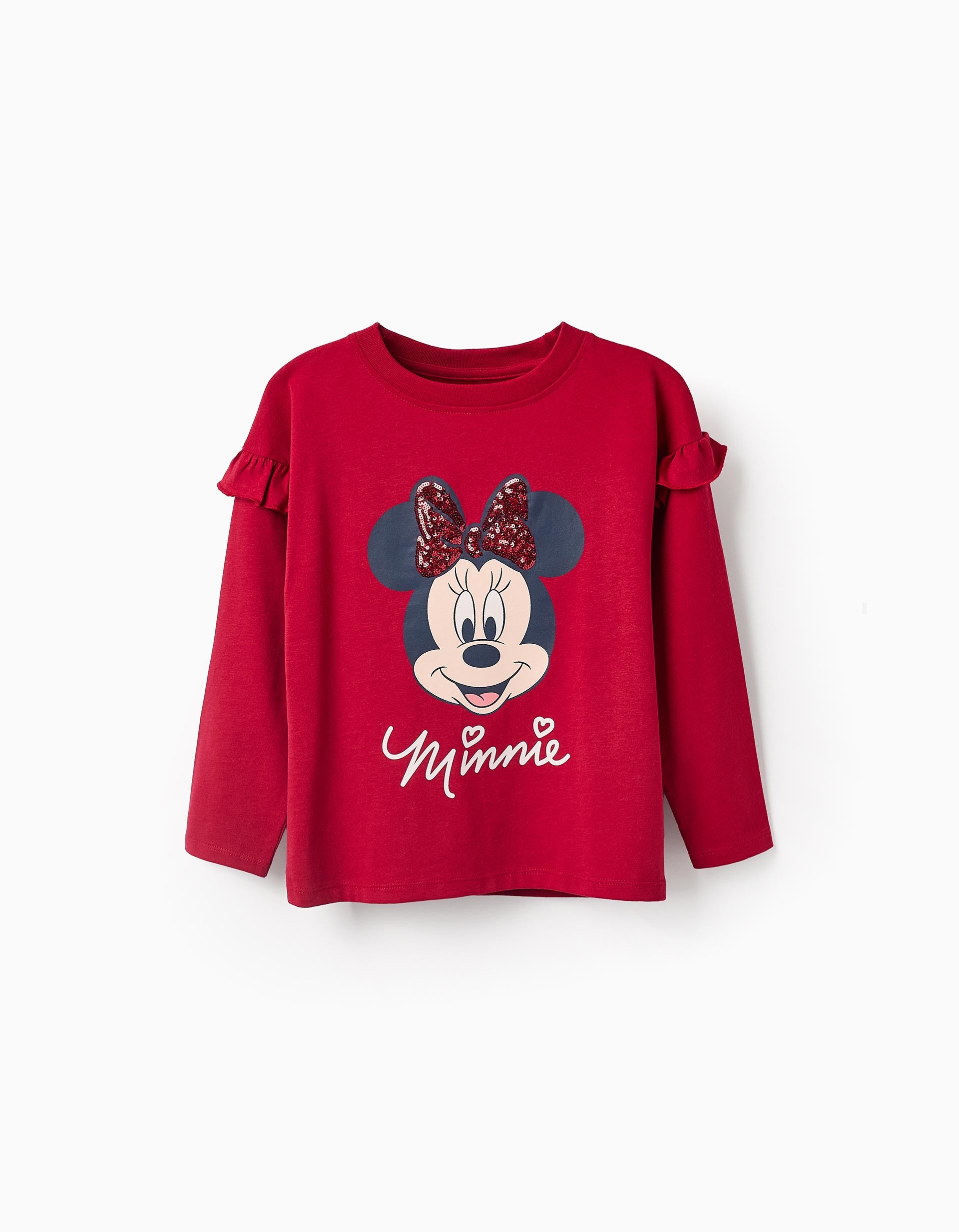 Ruffled T-shirt with Sequins for Girls 'Minnie', Red