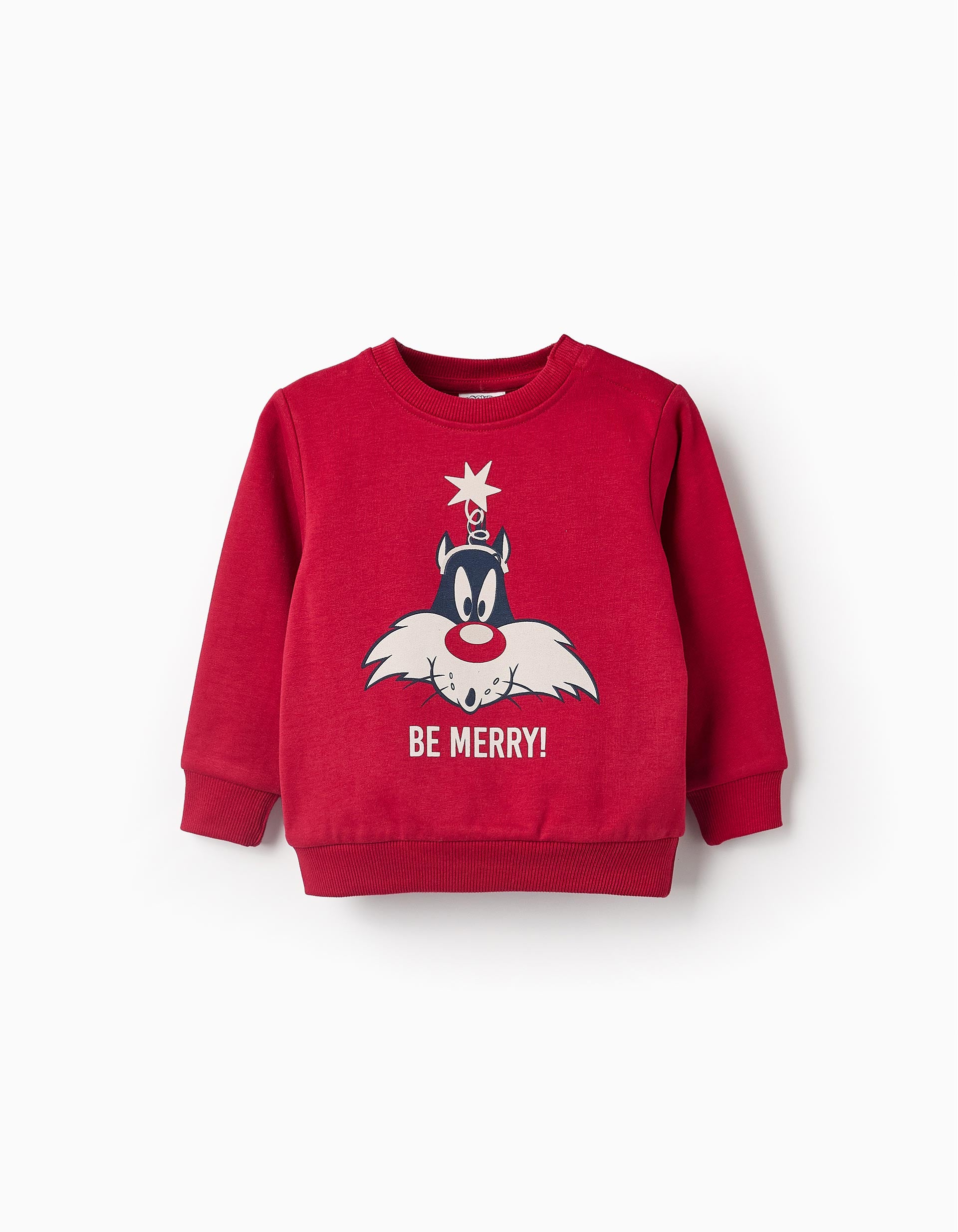 Cotton Sweatshirt for Baby Boys 'Be Merry', Red