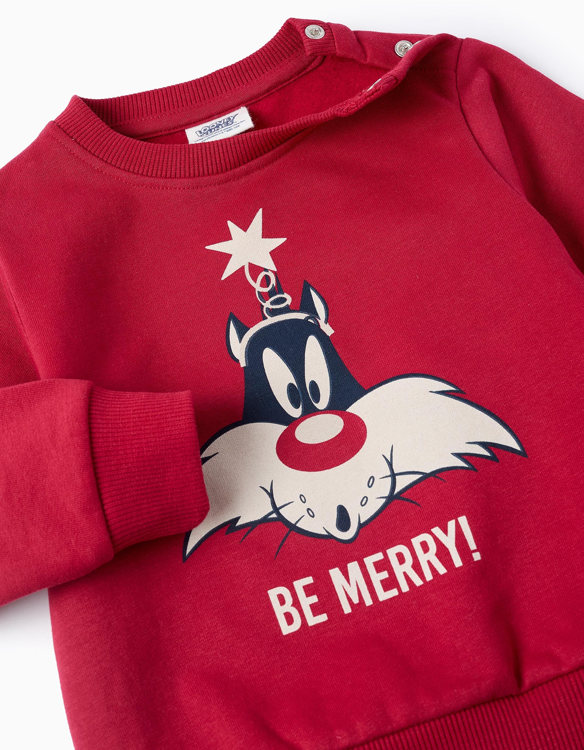 Cotton Sweatshirt for Baby Boys 'Be Merry', Red