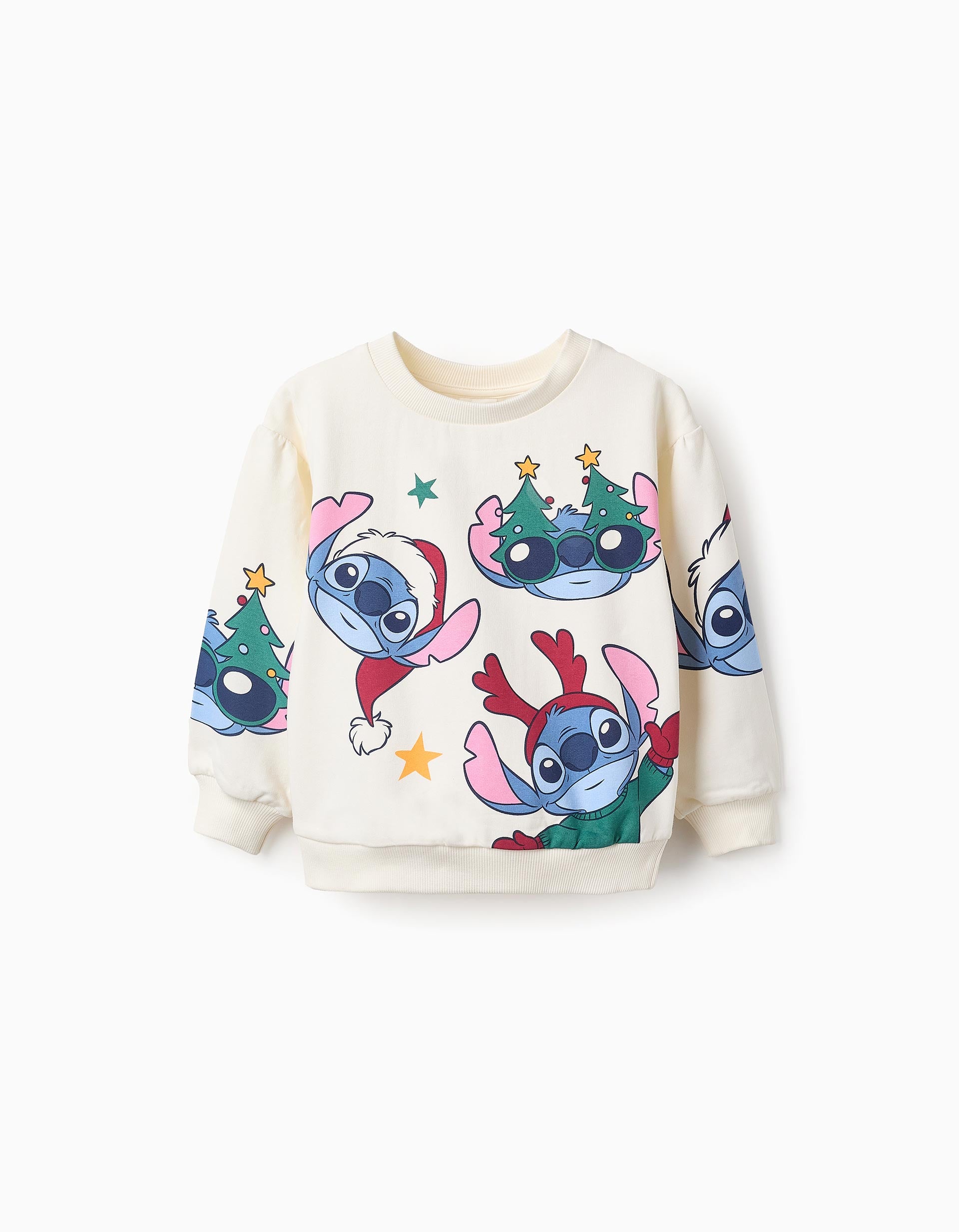 Brushed Cotton Sweatshirt for Girls 'X-Mas Stitch', White