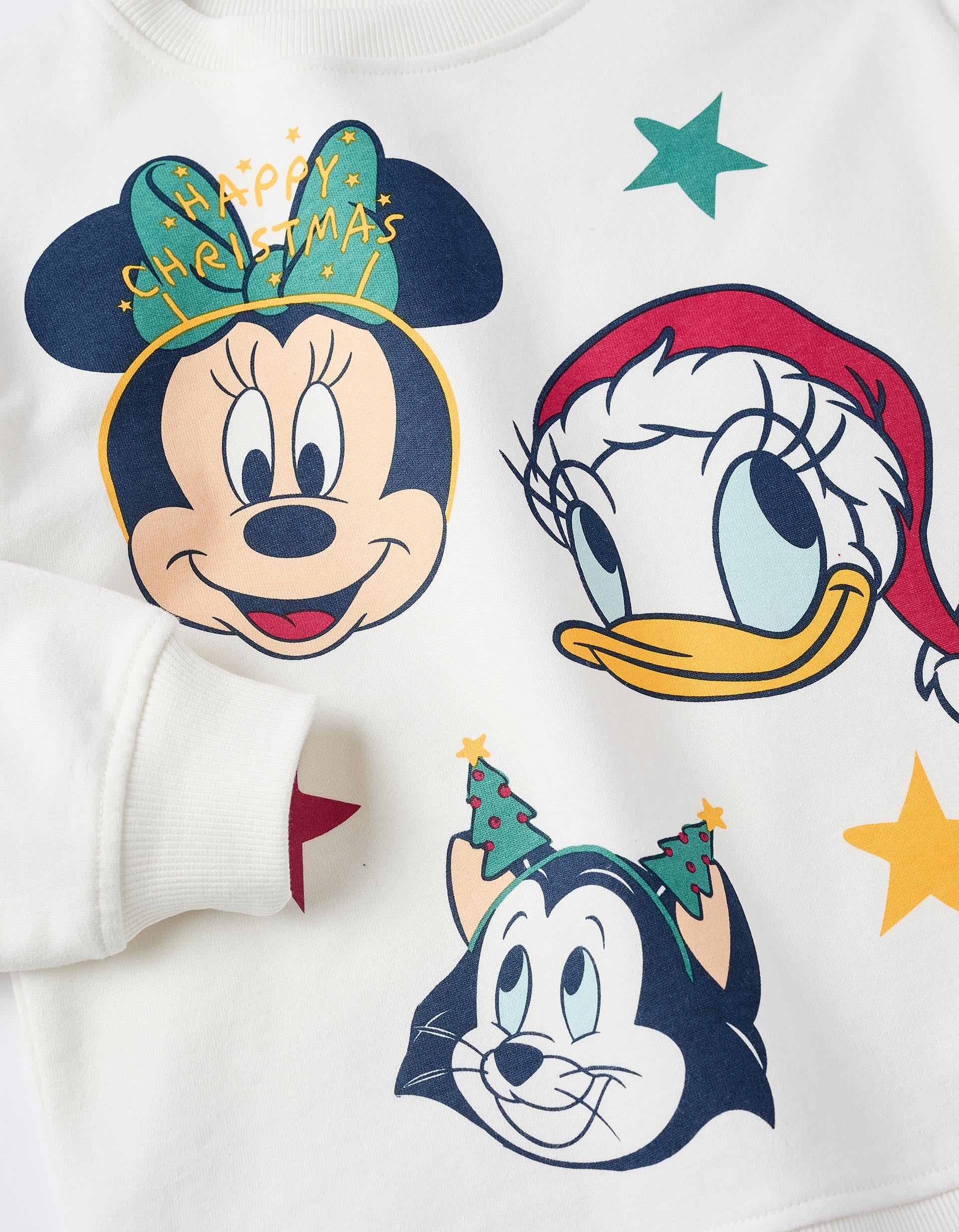 Sweat de Algodão com Folhos para Menina 'X-Mas Minnie', Branco