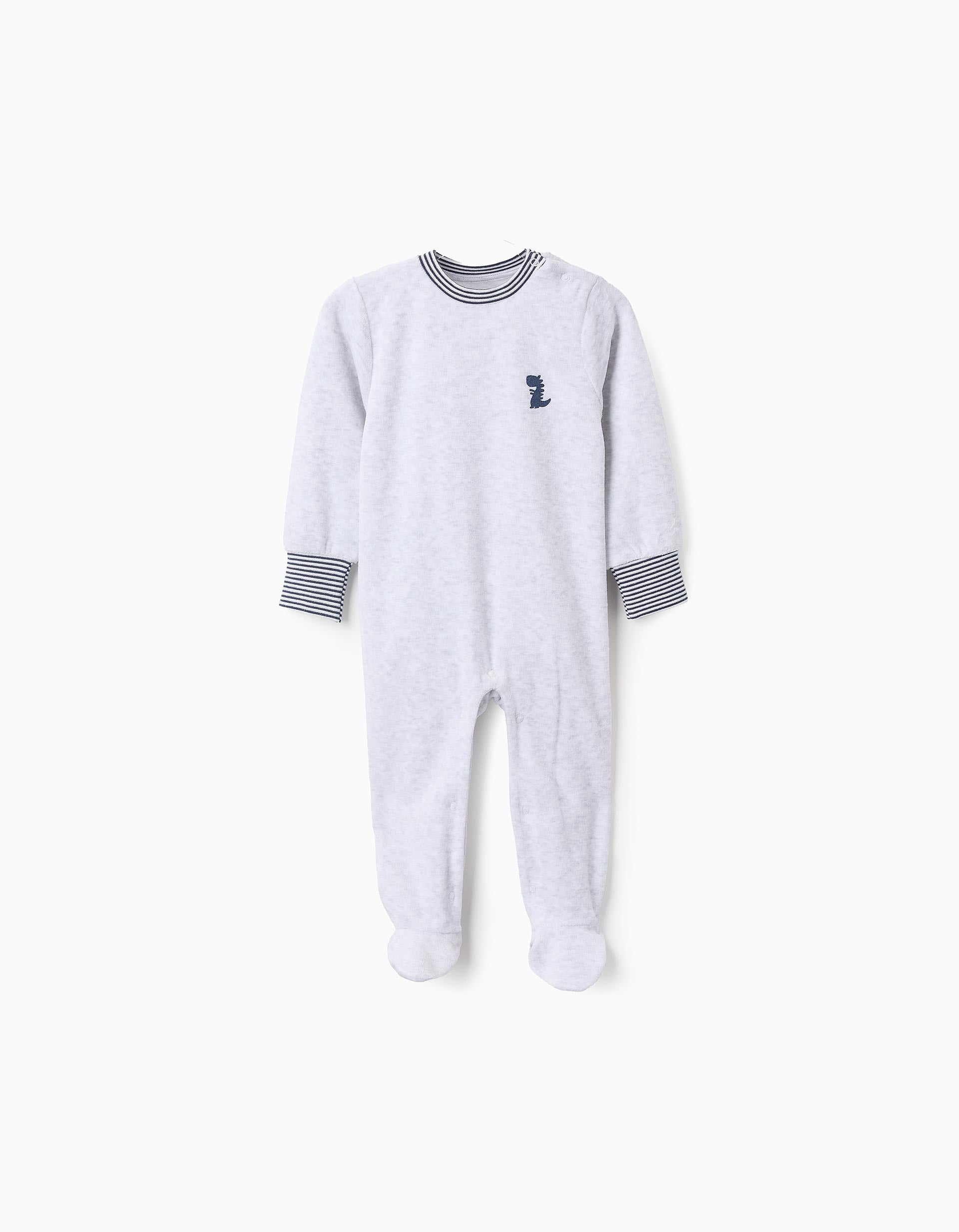 Pelele de Terciopelo para Bebé Niño 'Dinosaurio', Gris