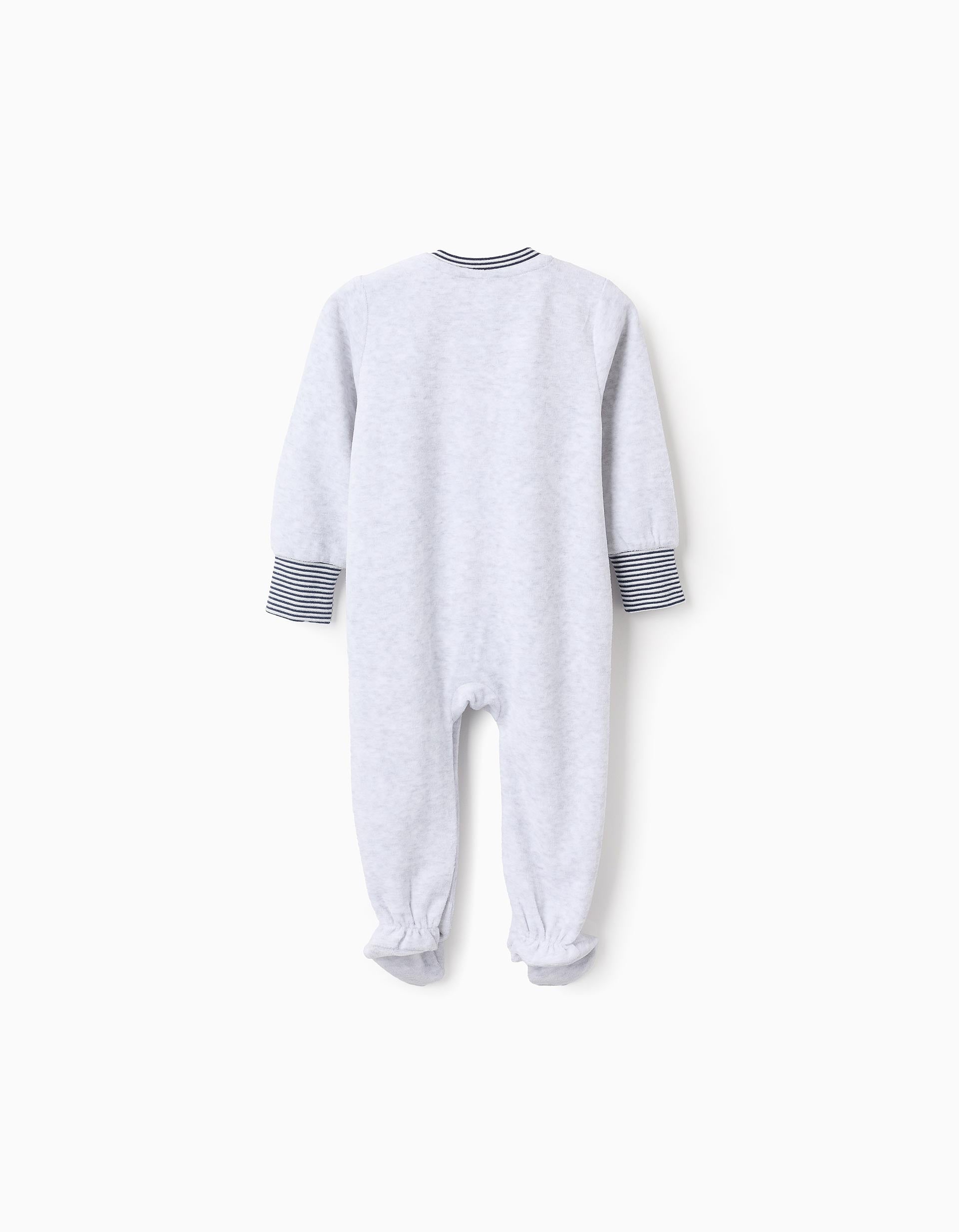 Pelele de Terciopelo para Bebé Niño 'Dinosaurio', Gris