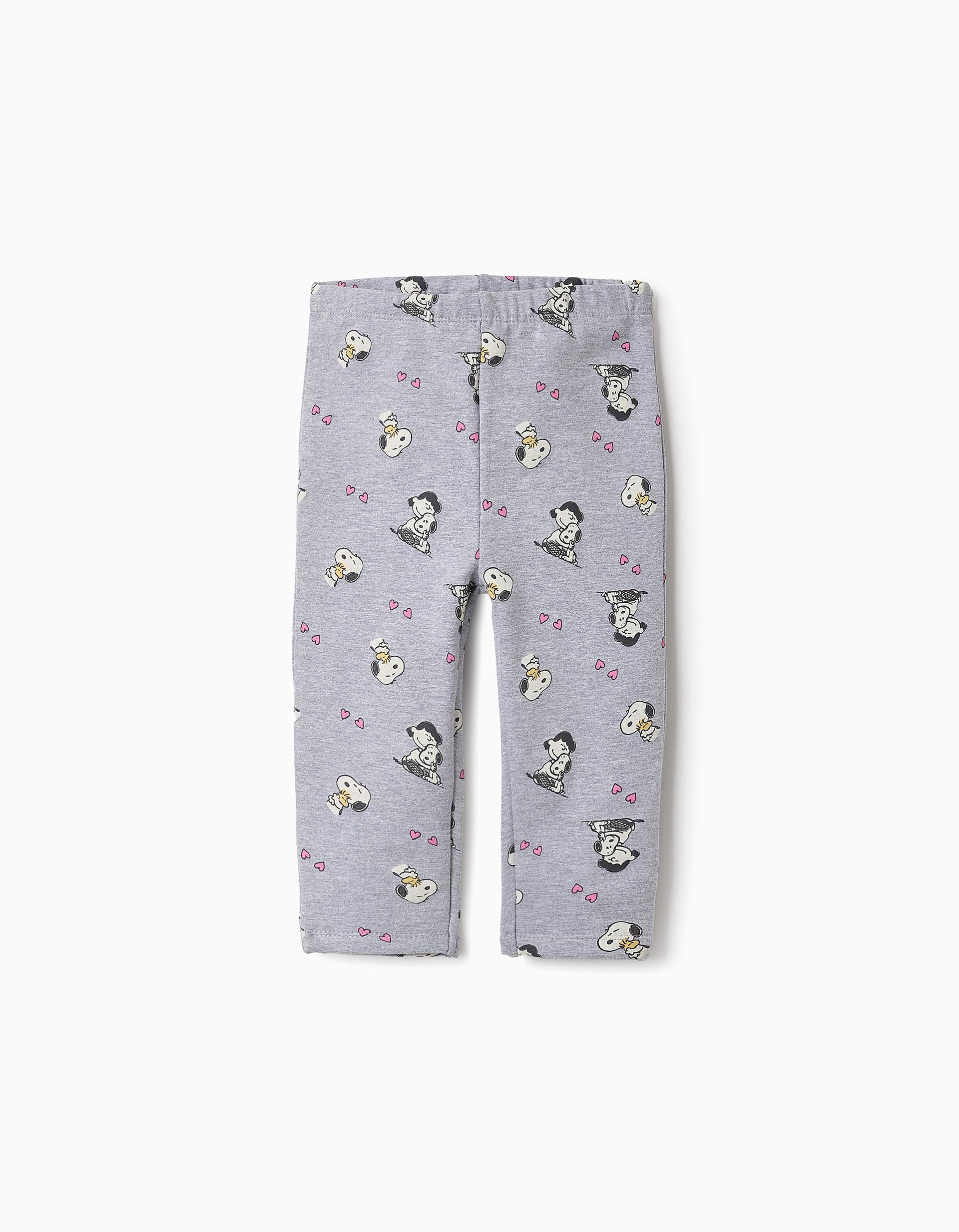 Leggings Cardadas para Bebé Menina 'Snoopy & Lucy', Cinza