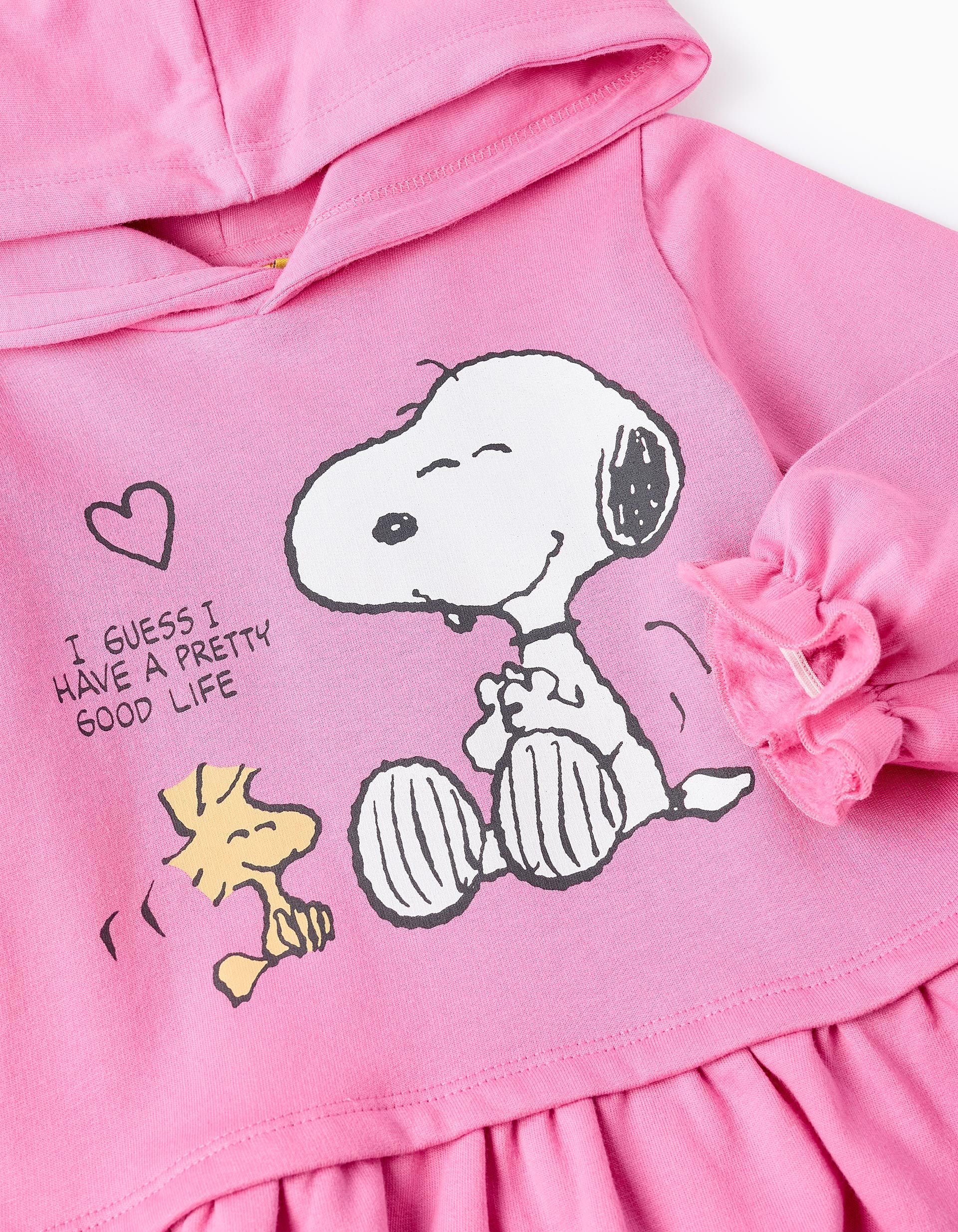 Robe-Sweat en Coton pour Bébé Fille 'Snoopy & Woodstock', Rose