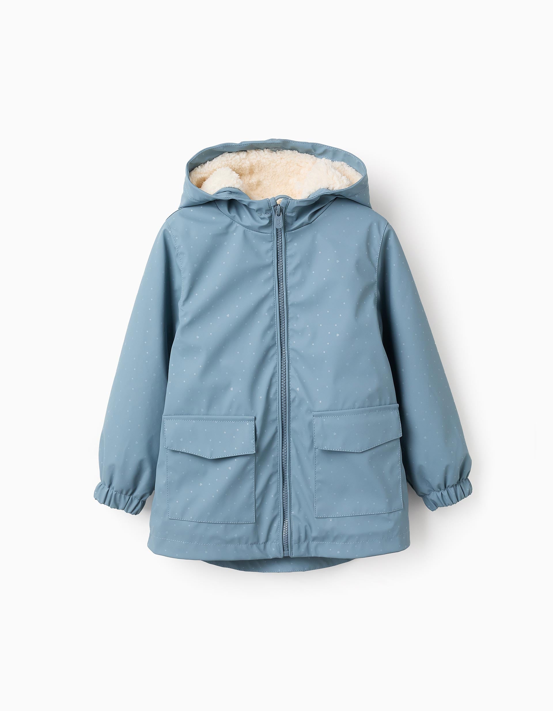 Parka de Goma con Capucha para Niña, Azul