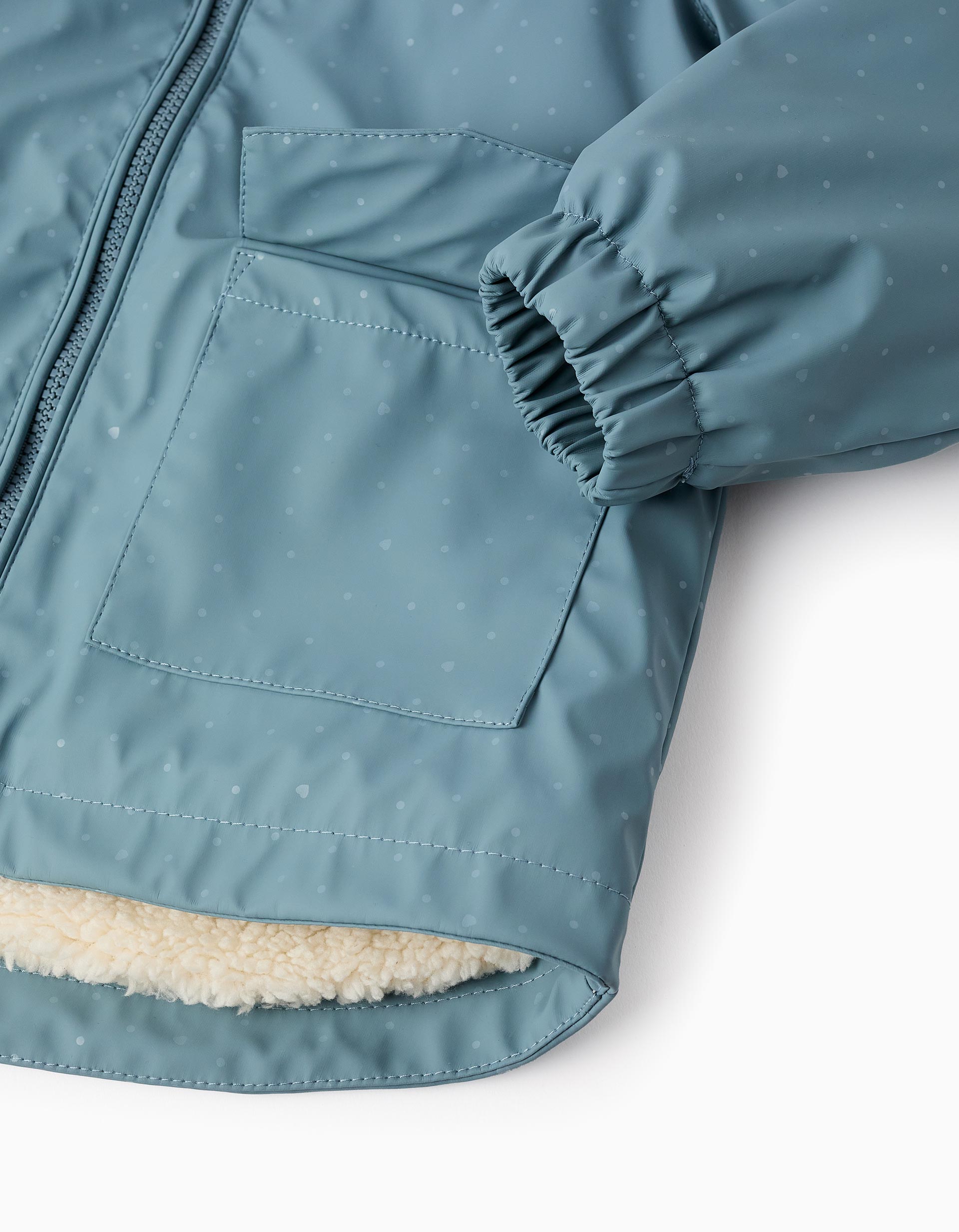 Parka de Borracha com Capuz para Menina, Azul