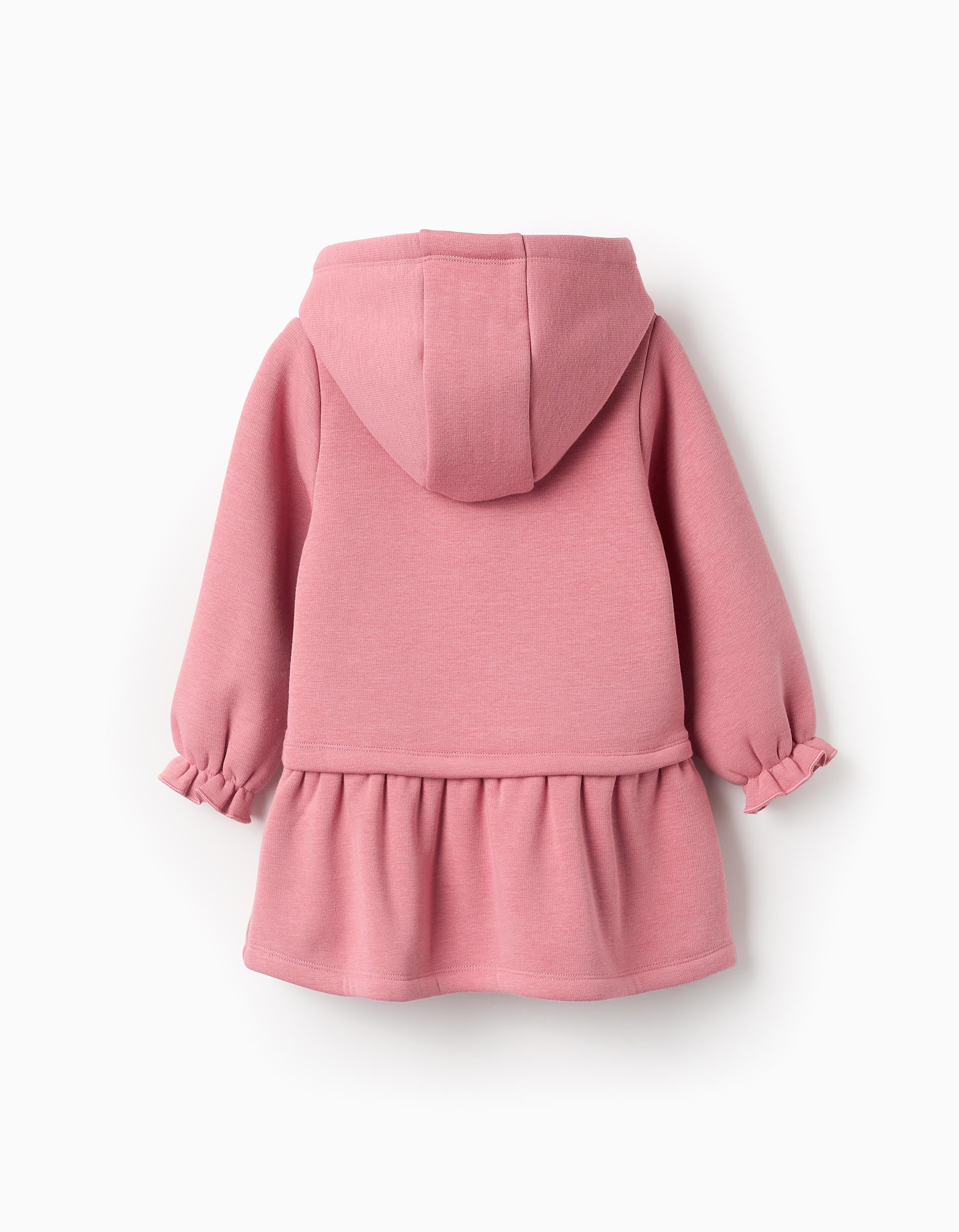 Vestido Efeito Térmico com Capuz para Bebé Menina 'Coração', Rosa