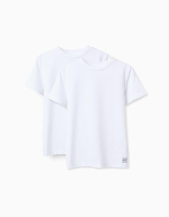 Pack 2 Camisetas de Algodón para Niño, Blanco