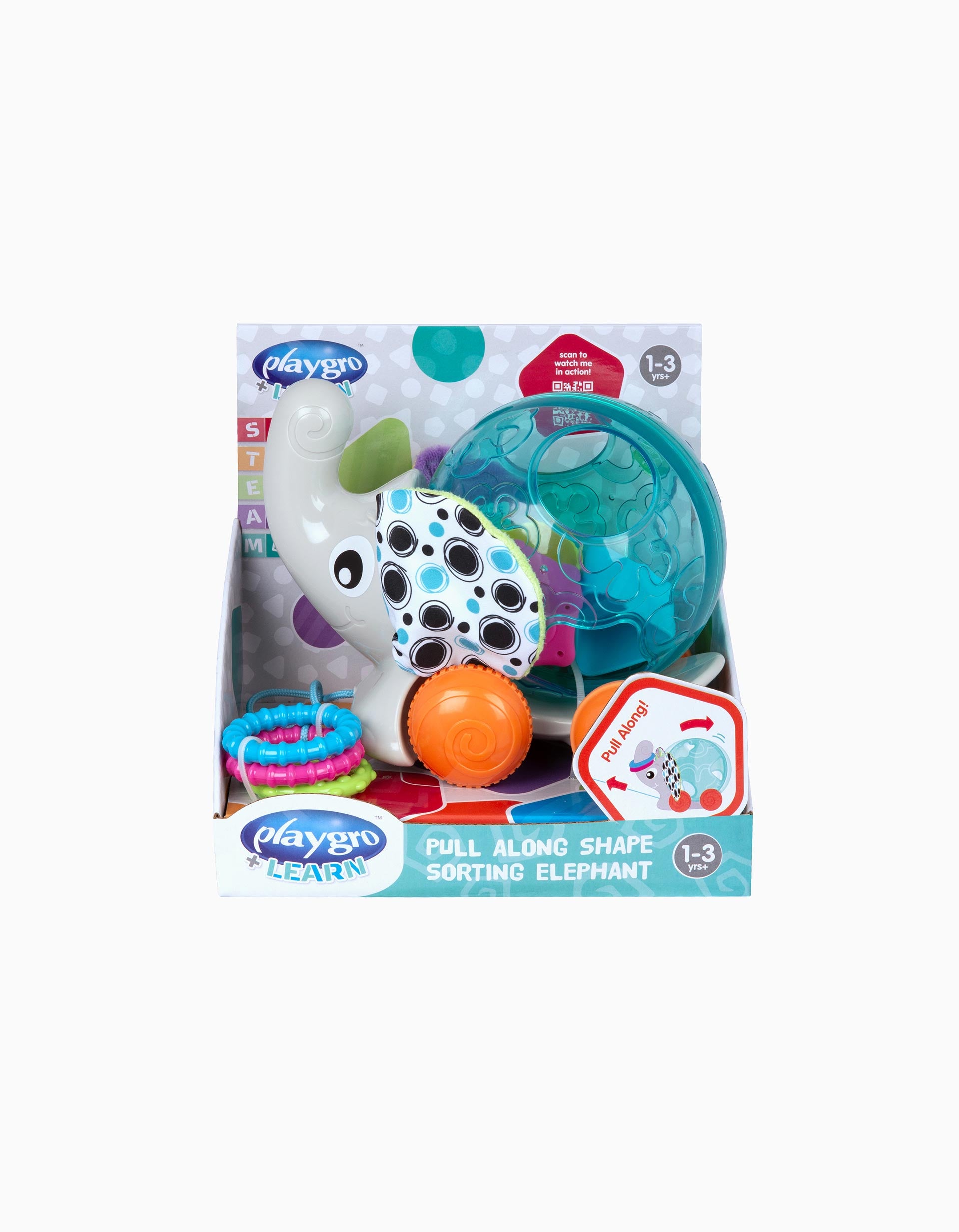 Classificador De Formas De Puxar Elephant Playgro 12M+