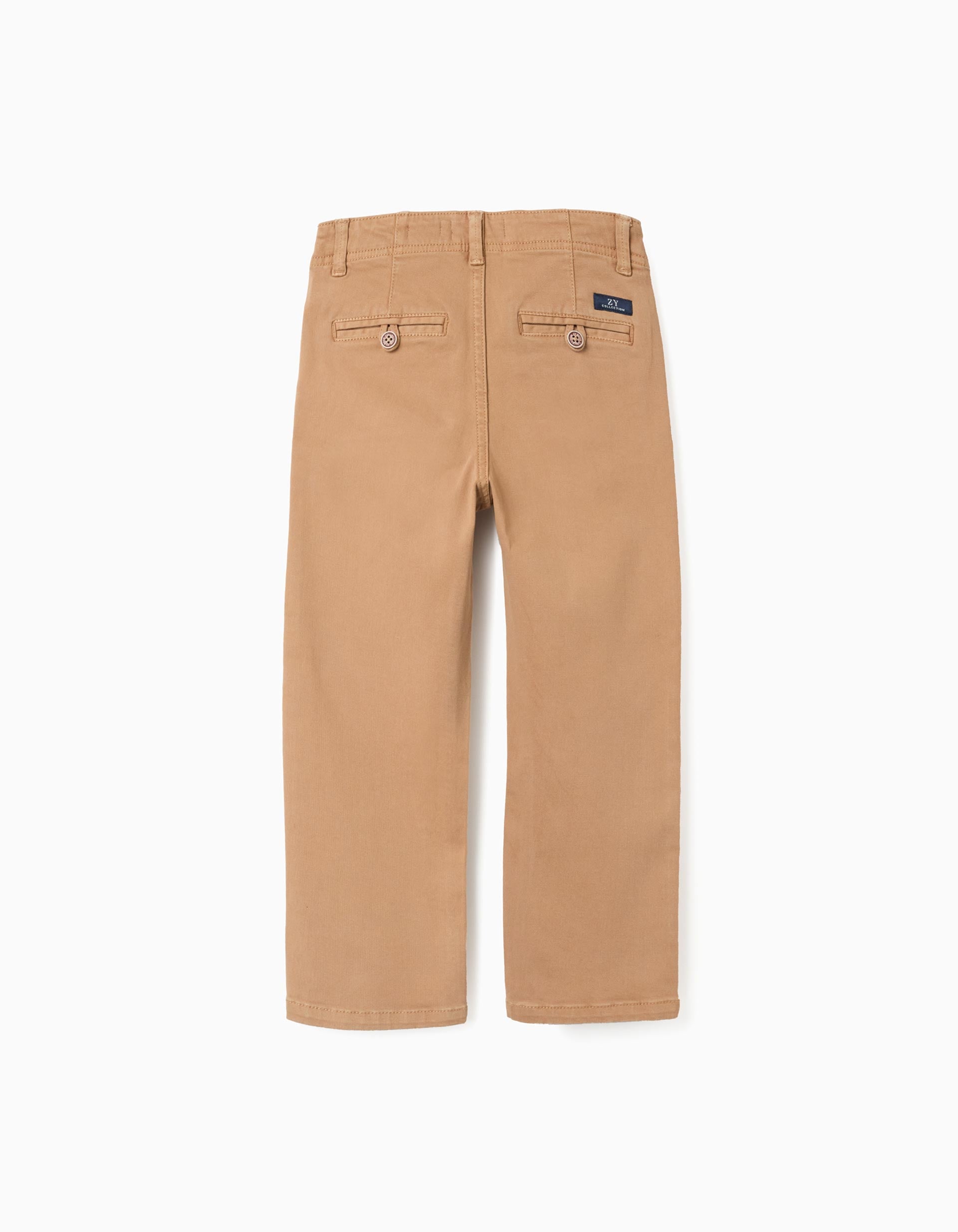 Slim twill chino trousers for boys, dark beige