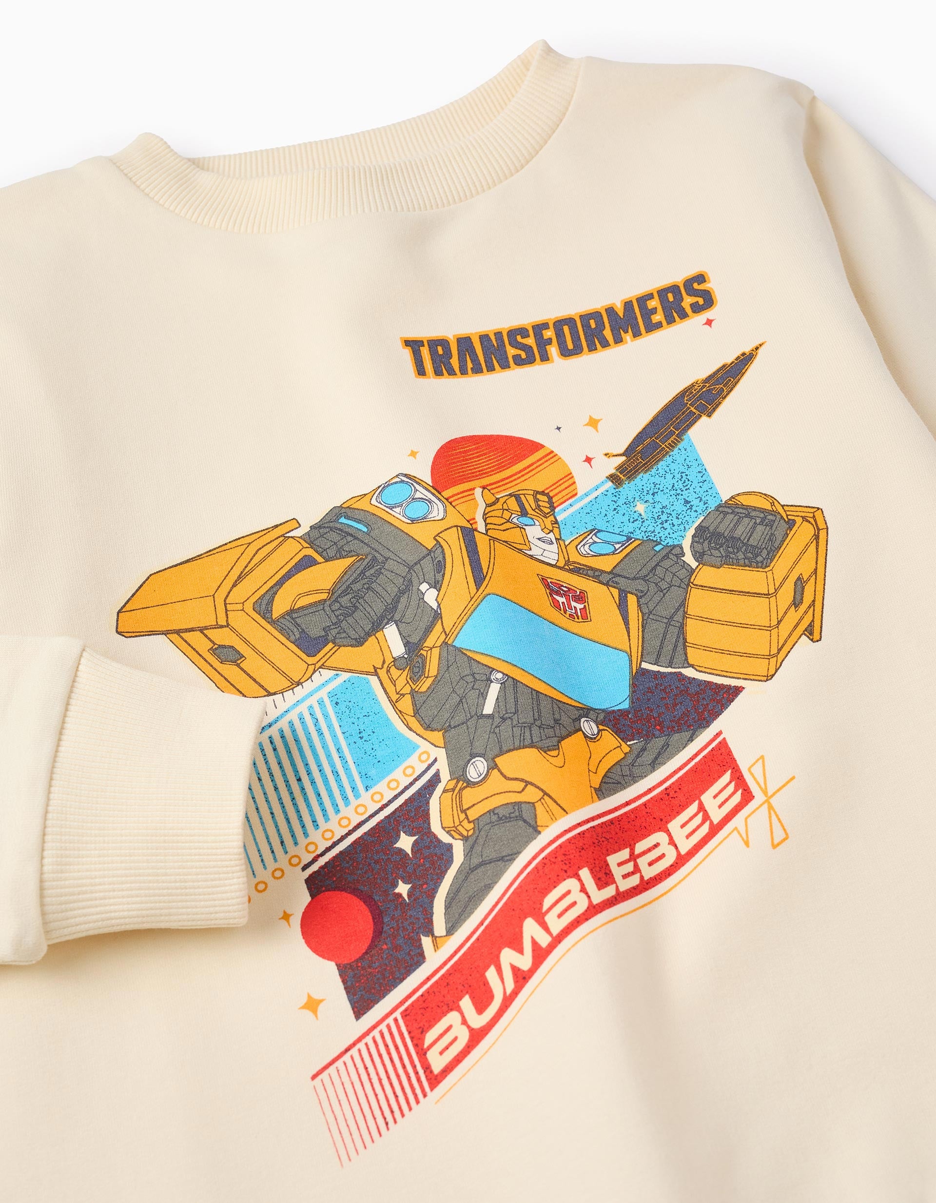 Sweat Cardada de Algodão para Menino 'Transformers', Bege