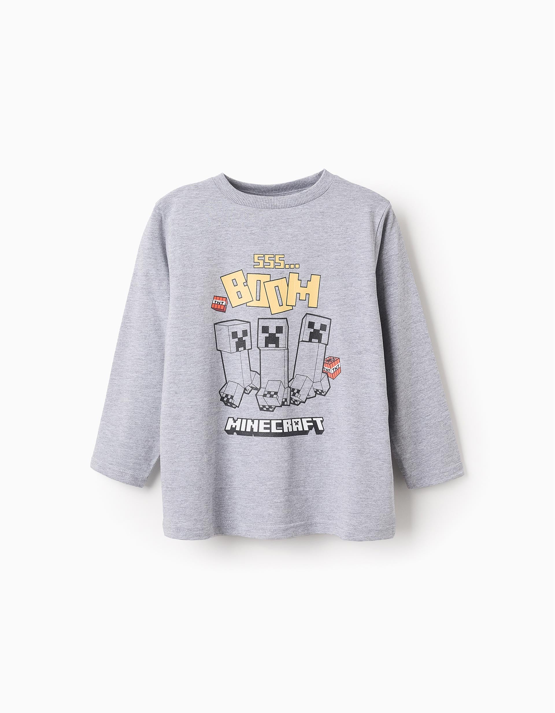 Camiseta de Manga Larga para Niño 'Minecraft', Gris