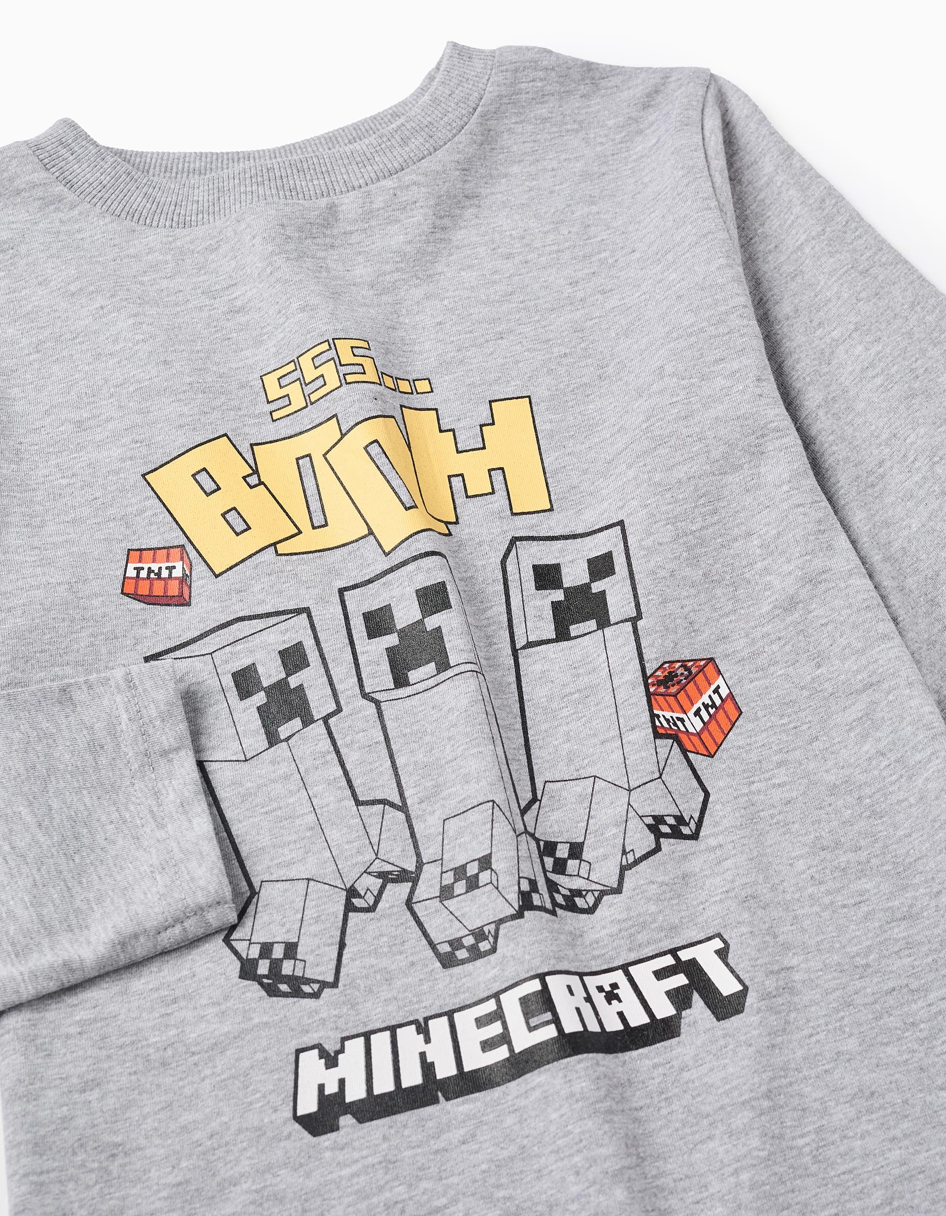 Camiseta de Manga Larga para Niño 'Minecraft', Gris