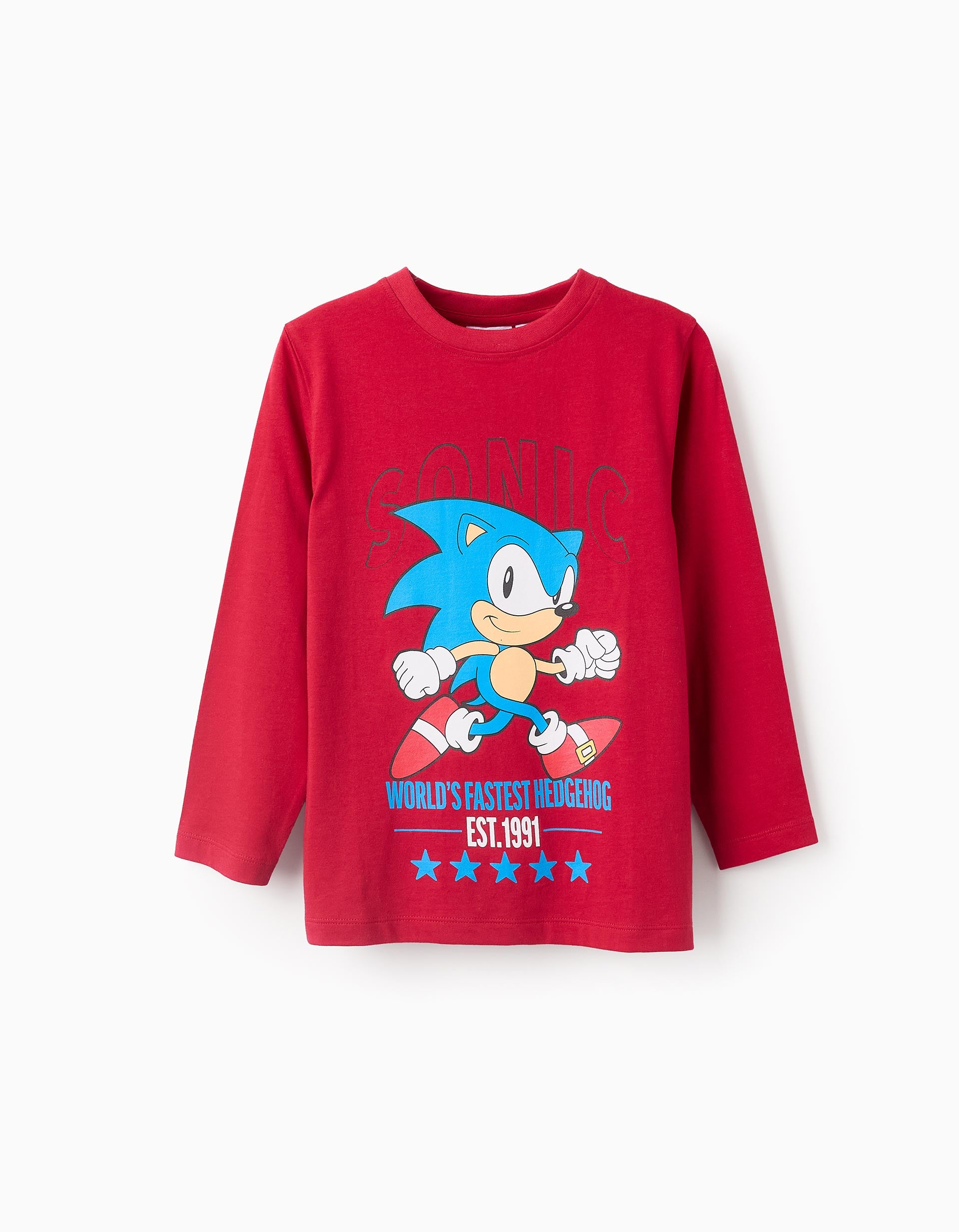 Long Sleeve Cotton T-shirt for Boys 'Sonic', Red