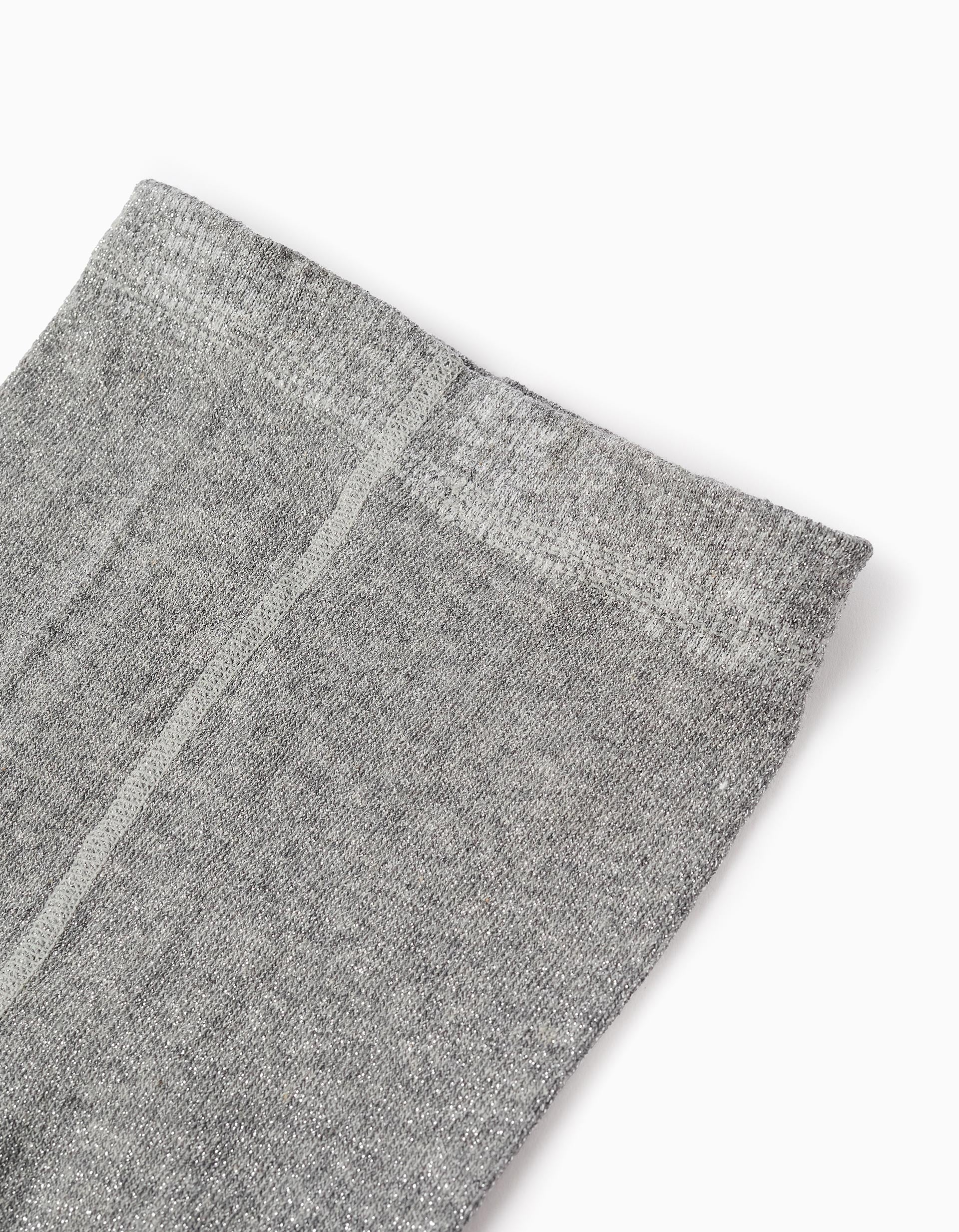 Leotardos de Lurex para Niña, Gris/Plateado