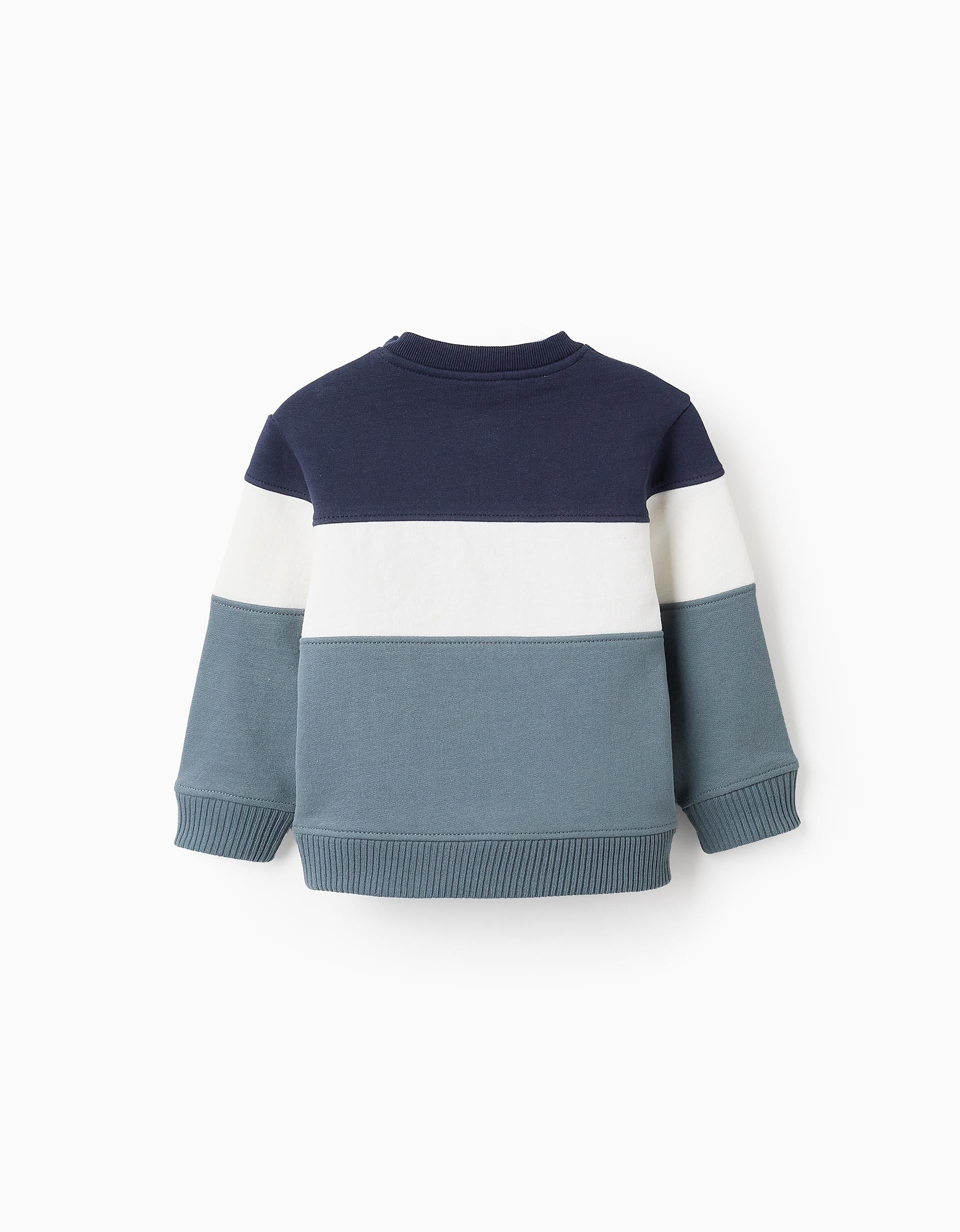 Sudadera de Algodón con Colorblock para Bebé Niño, Blanco/Azul