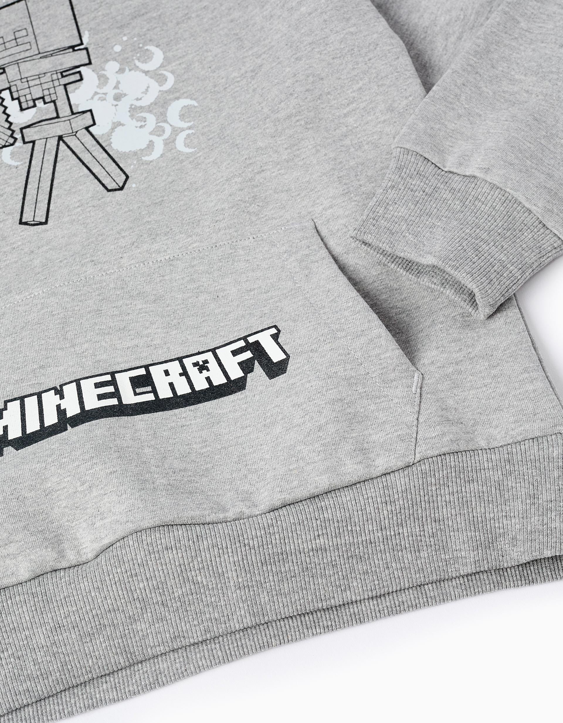 Sweat Cardada com Capuz para Menino 'Minecraft', Cinza