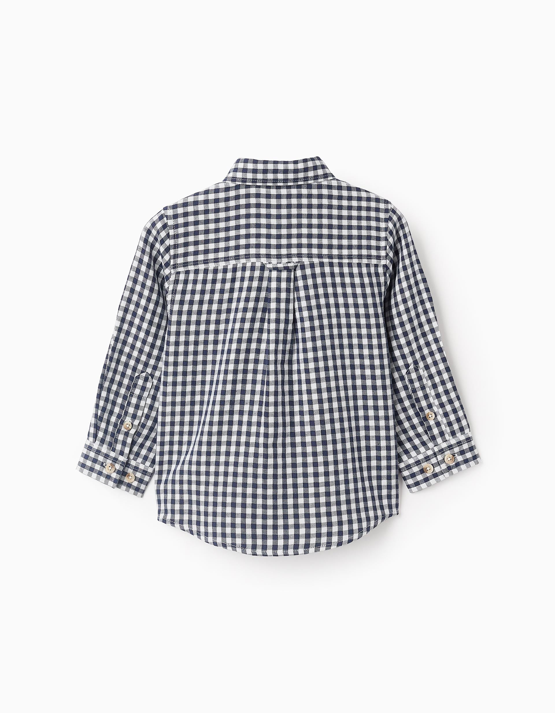 Camisa de Algodón con Motivo Vichy para Bebé Niño, Azul/Blanco