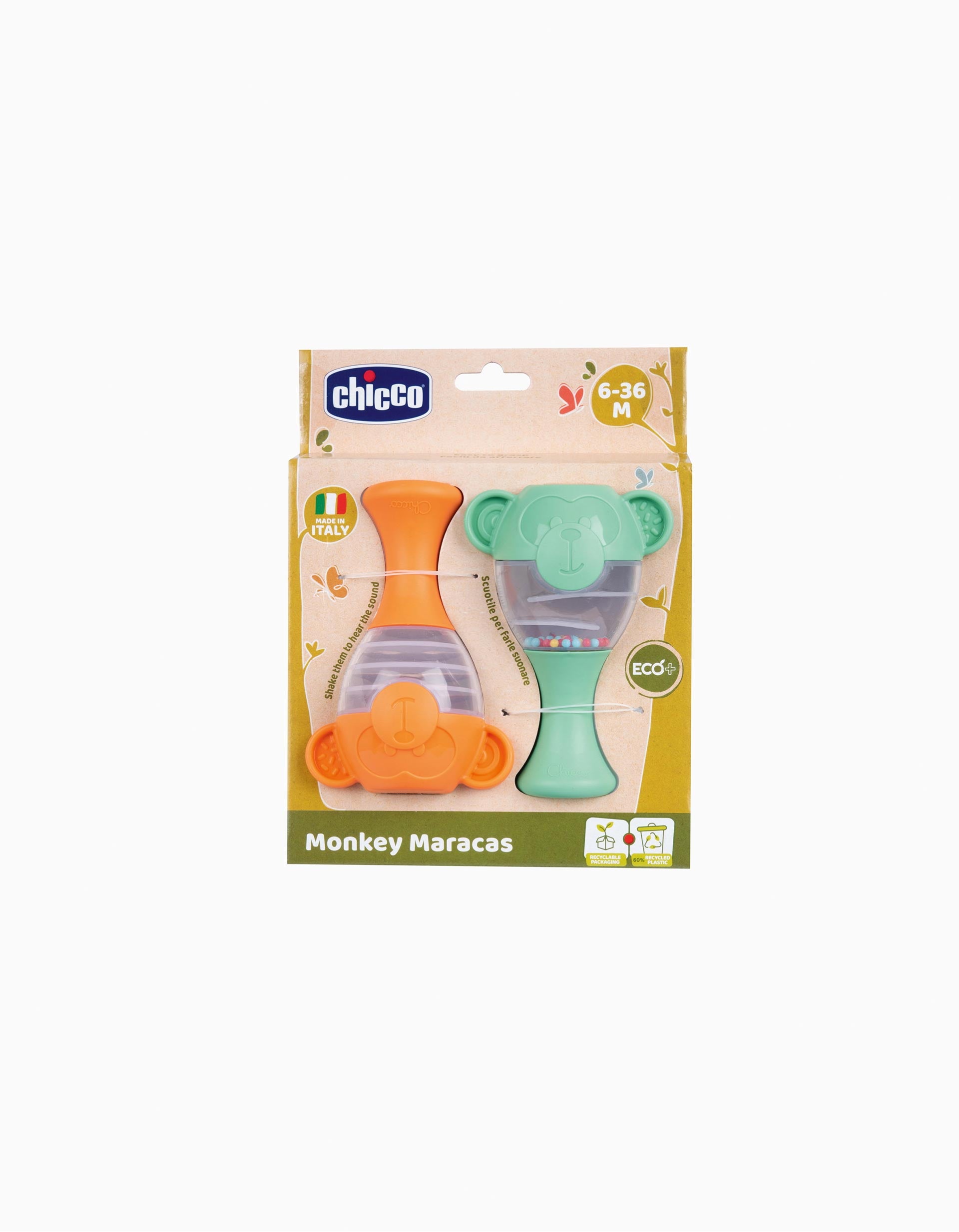 Maracas Monkey 2Pcs Chicco 6M+