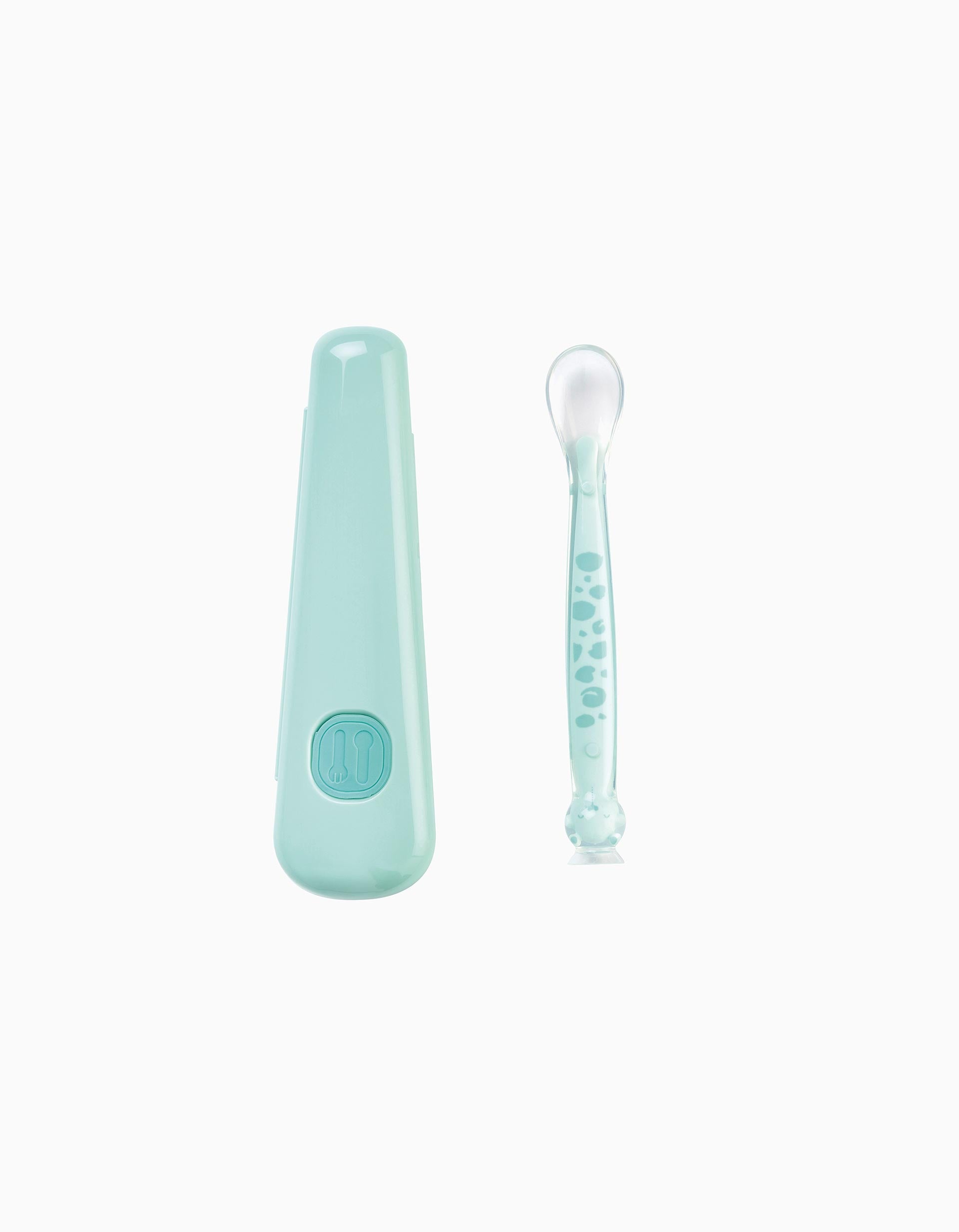 Silicone Spoon With Suction Cup Saro Cup&Box 4M+, Mint