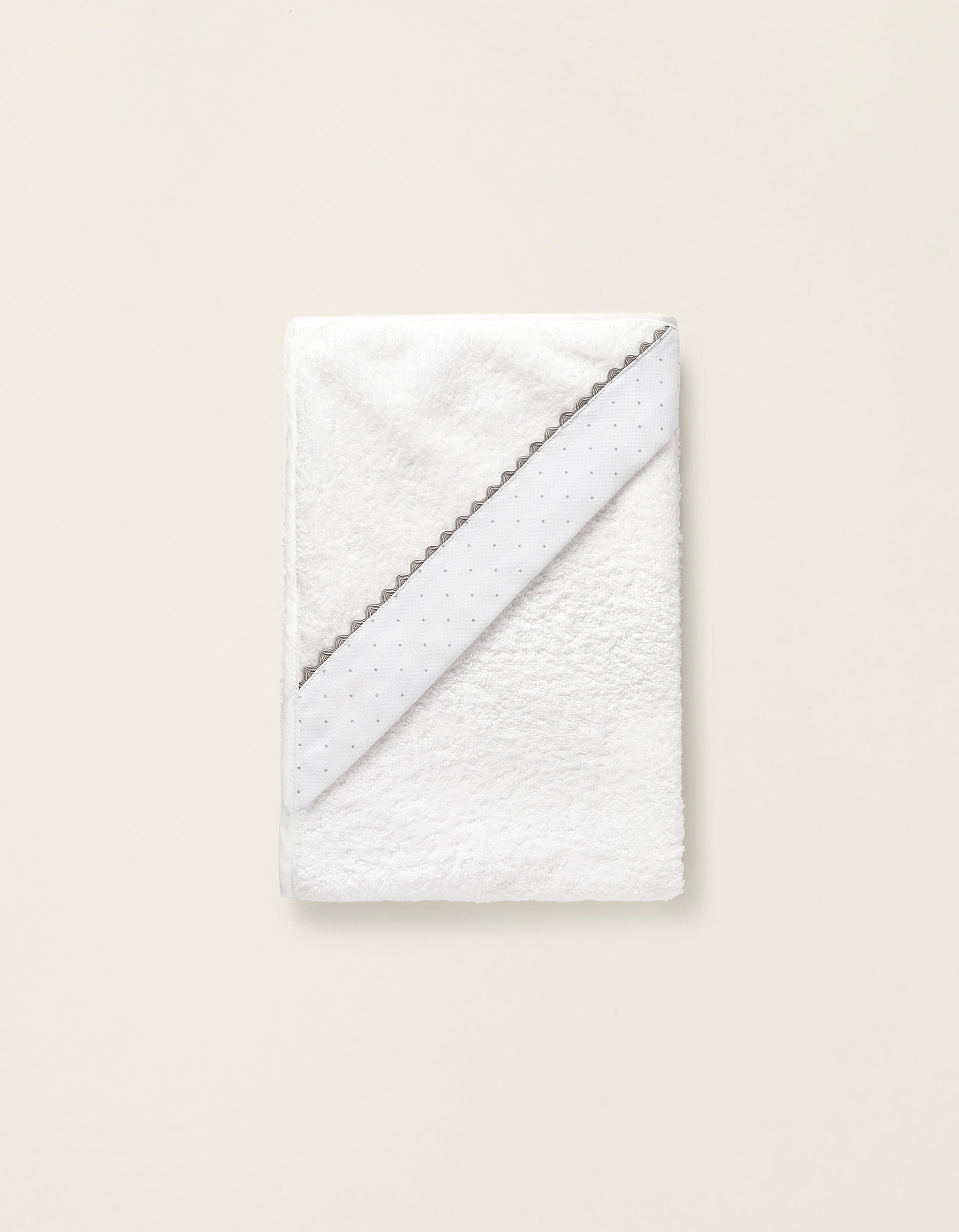 Serviette De Bain Avec Capuche ZY Bébé, Petit Pois Gris