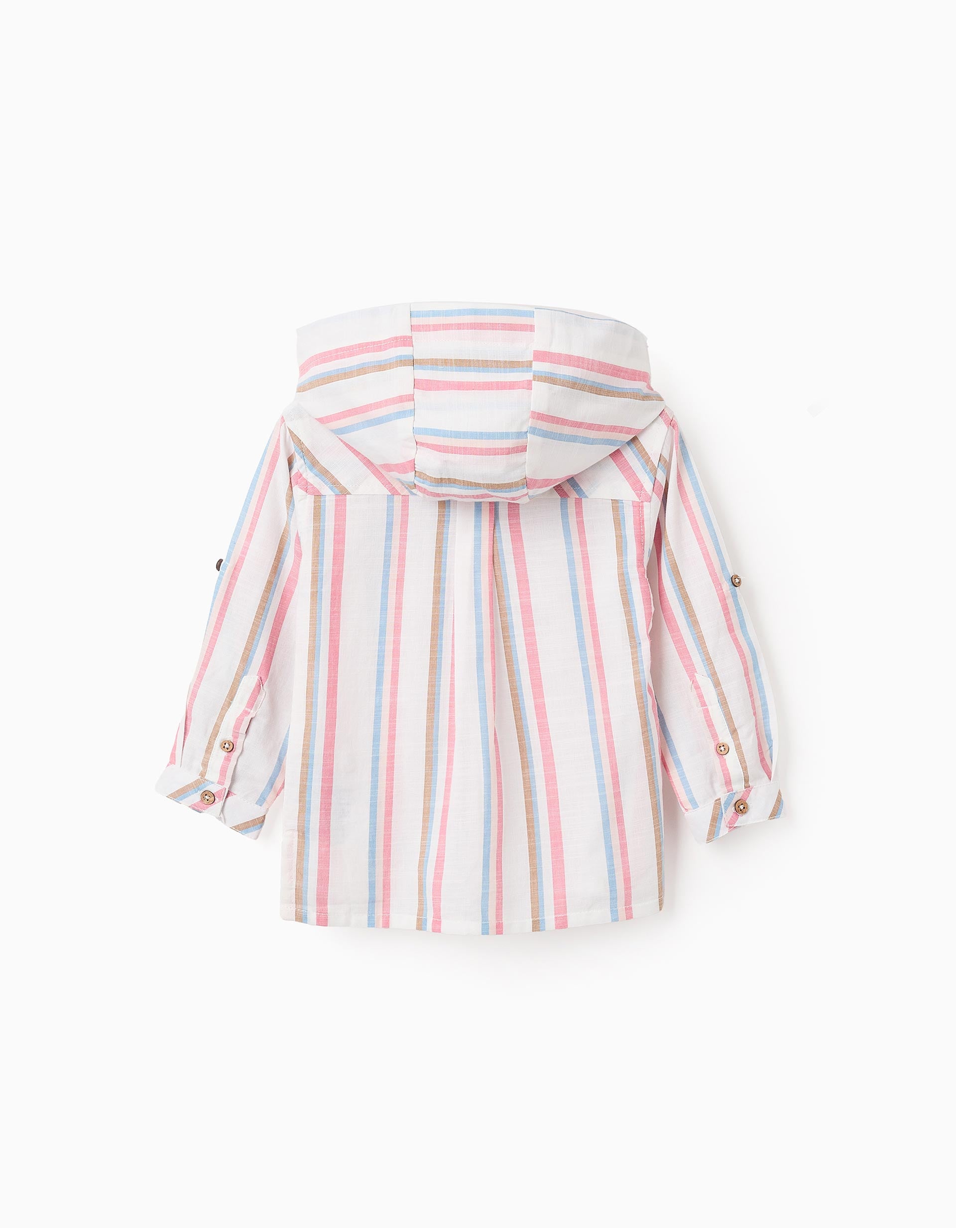 Chemise à Rayures avec Capuche pour Bébé Garçon, Blanc/Rose/Bleu