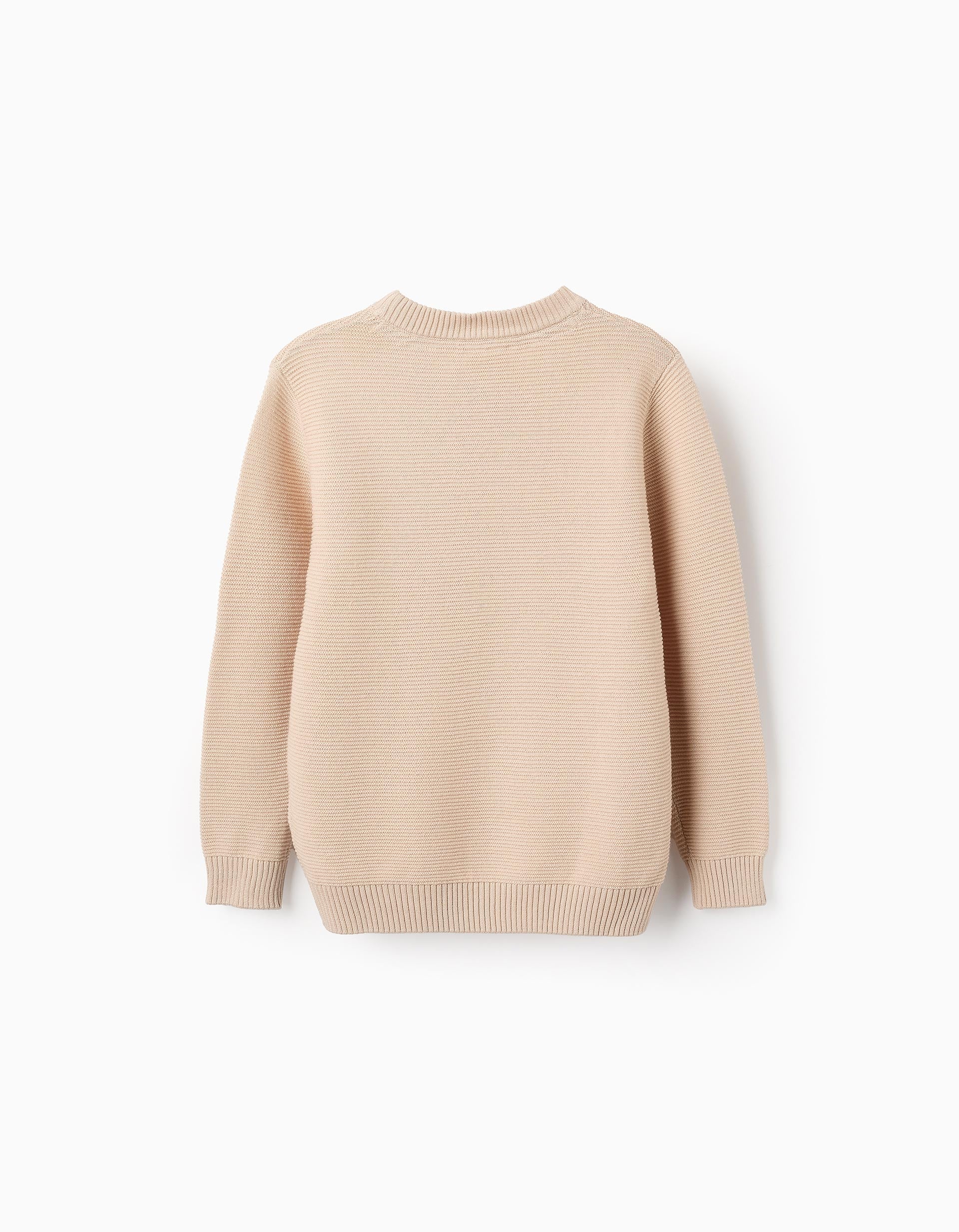 Pull en Maille avec Texture en Coton pour Garçon, Beige