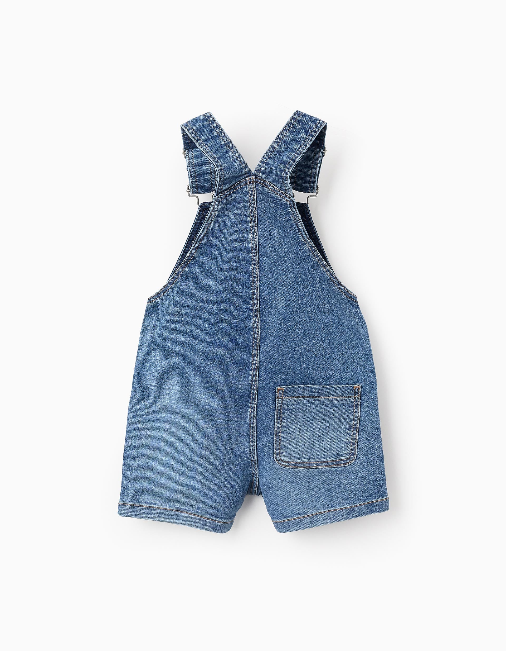 Short Denim Dungarees for Baby Girls, Blue