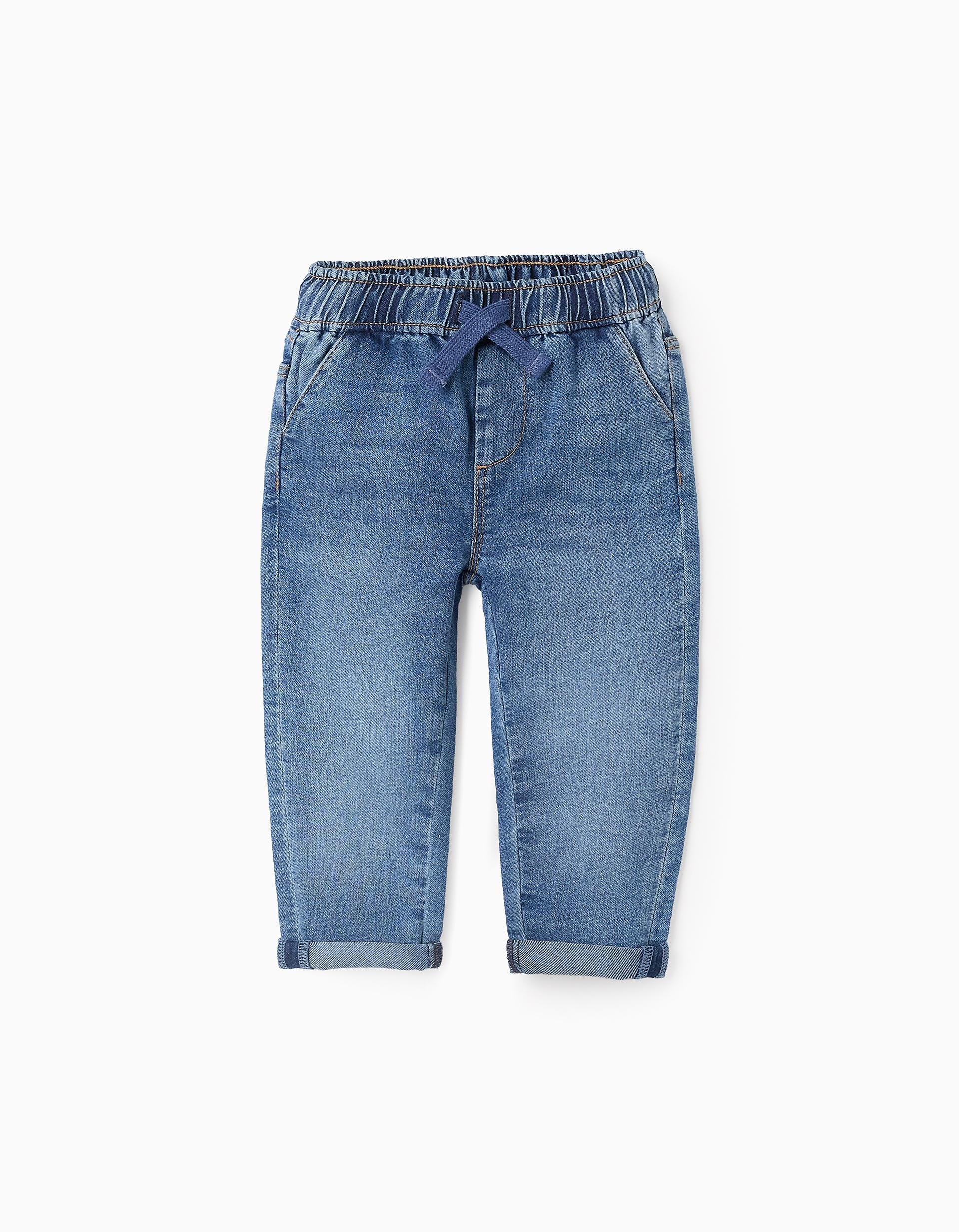 Denim Trousers with Drawstring 'Comfort Denim' for Baby Boys, Blue