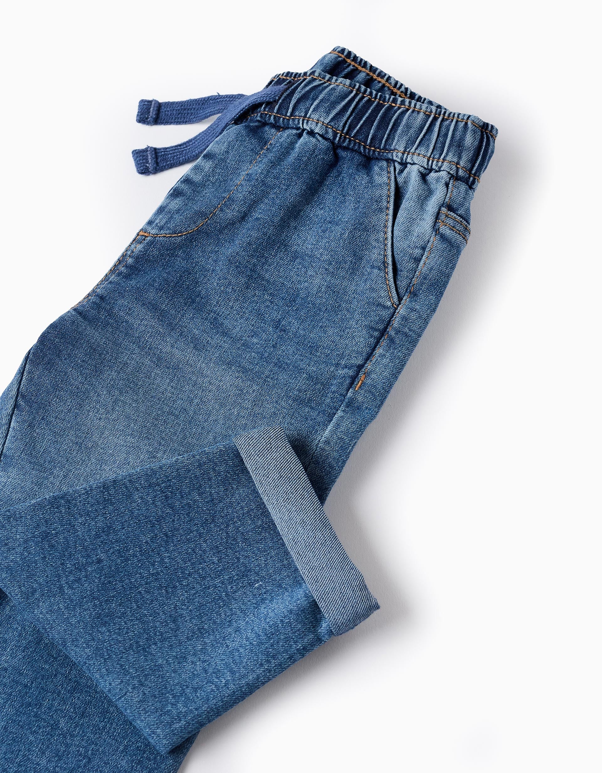 Denim Trousers with Drawstring 'Comfort Denim' for Baby Boys, Blue