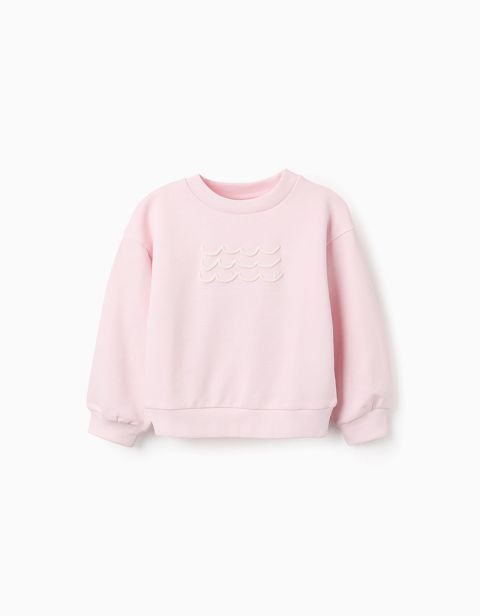 Sweat en Coton avec Imprimé en Relief pour Fille 'Ondes', Rose