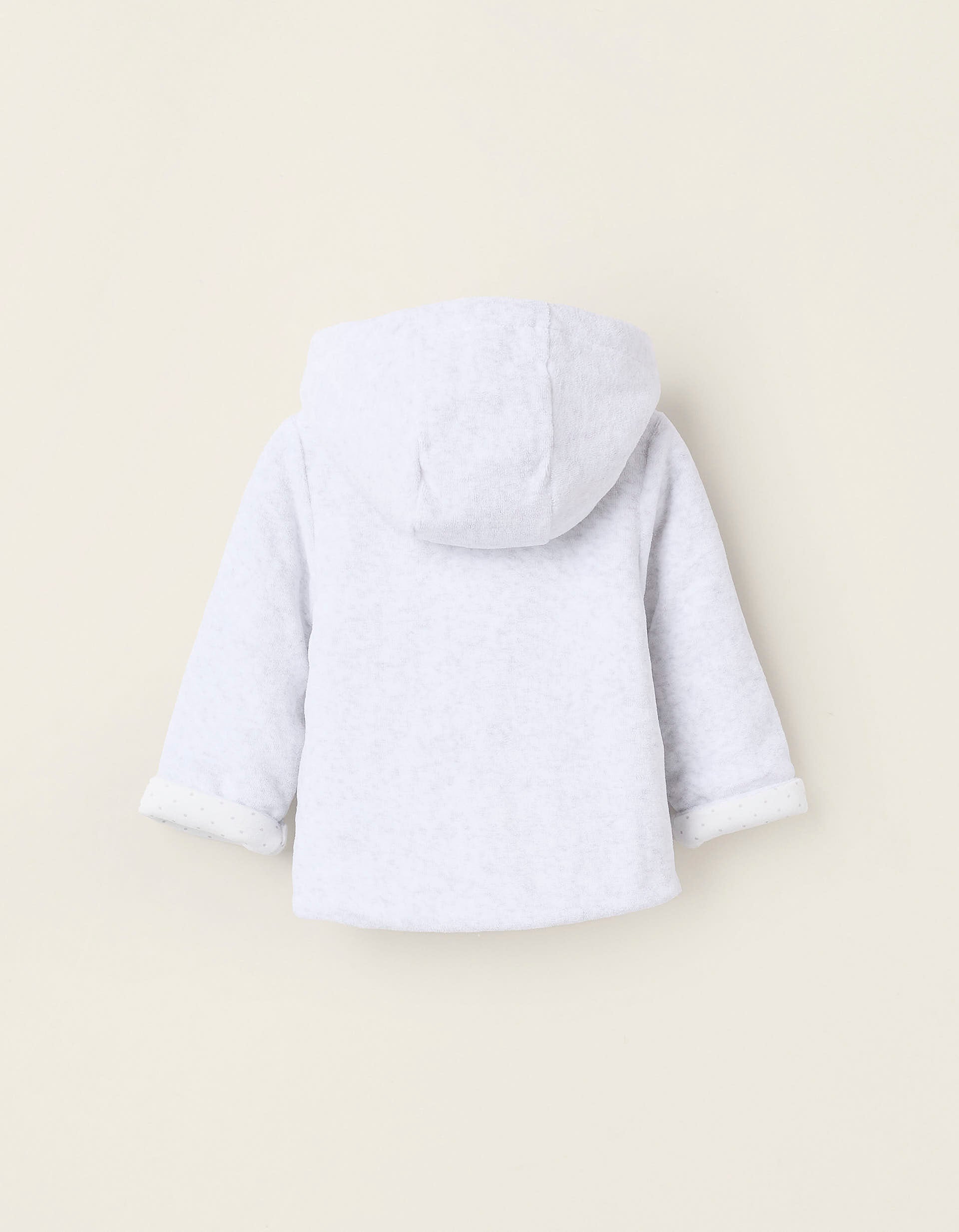 Chaqueta Acolchada de Terciopelo para Recién Nacido 'Cigüeña', Gris