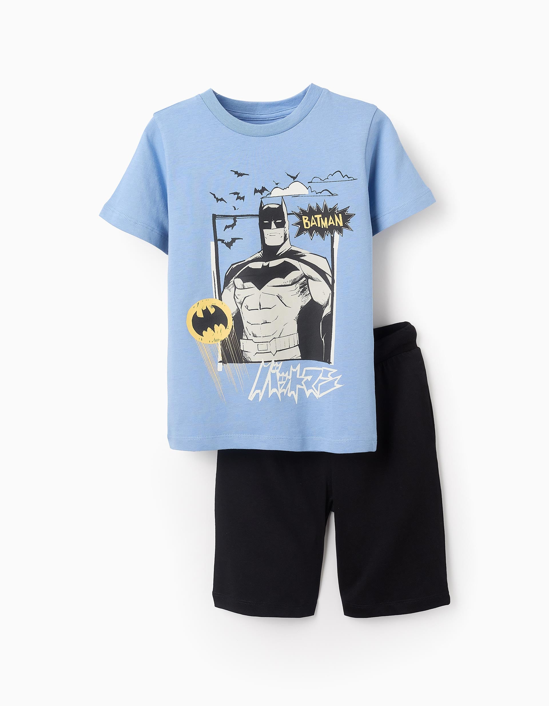 Camiseta + Bermuda de Algodón para Niño 'Batman', Azul/Negro