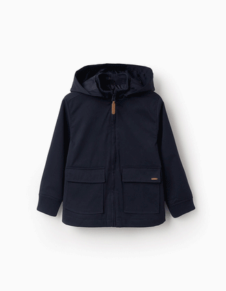 Veste avec Capuche Amovible pour Garçon, Bleu Foncé