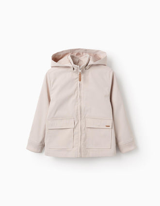 Veste avec Capuche Amovible pour Garçon, Beige
