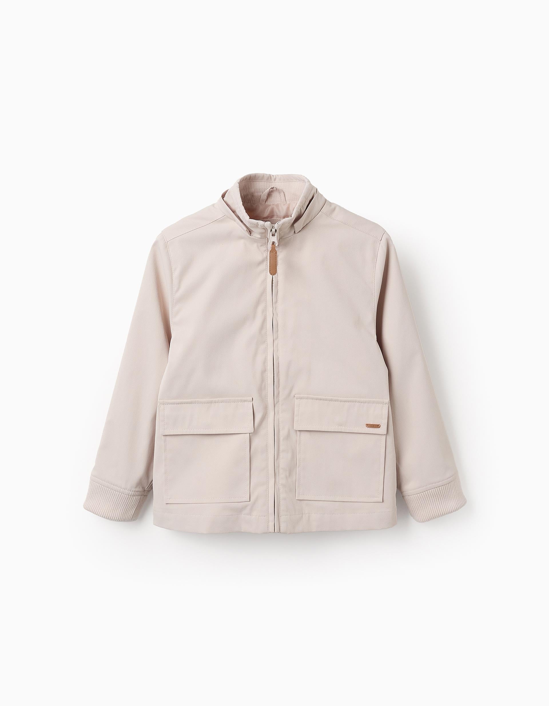 Chaqueta con Capucha Desmontable para Niño, Beige