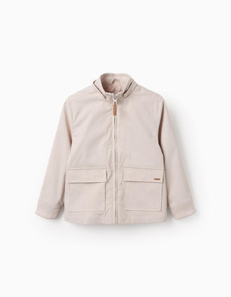 Veste avec Capuche Amovible pour Garçon, Beige