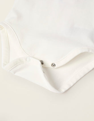 Long Sleeve Polo-Bodysuit for Newborn Boys, White