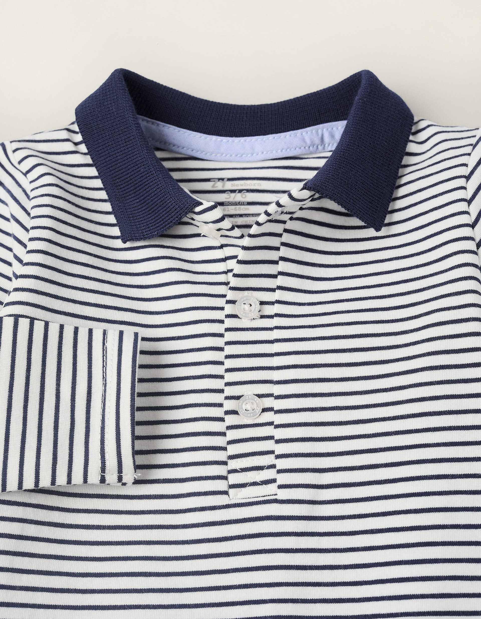 Body-Polo às Riscas para Recém-Nascido, Branco/Azul