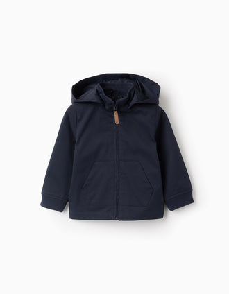 Chaqueta Entretiempo con Capucha Desmontable para Bebé Niño, Azul Oscuro