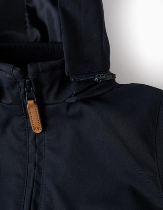 Chaqueta Entretiempo con Capucha Desmontable para Bebé Niño, Azul Oscuro